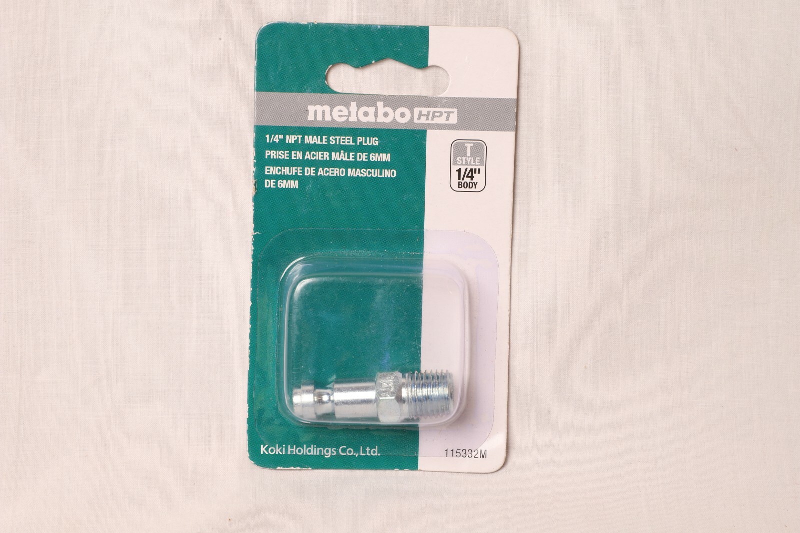 Metabo HPT/Hitachi 1/4" NPT Male Plug T Style 1/4" Body. 115332m