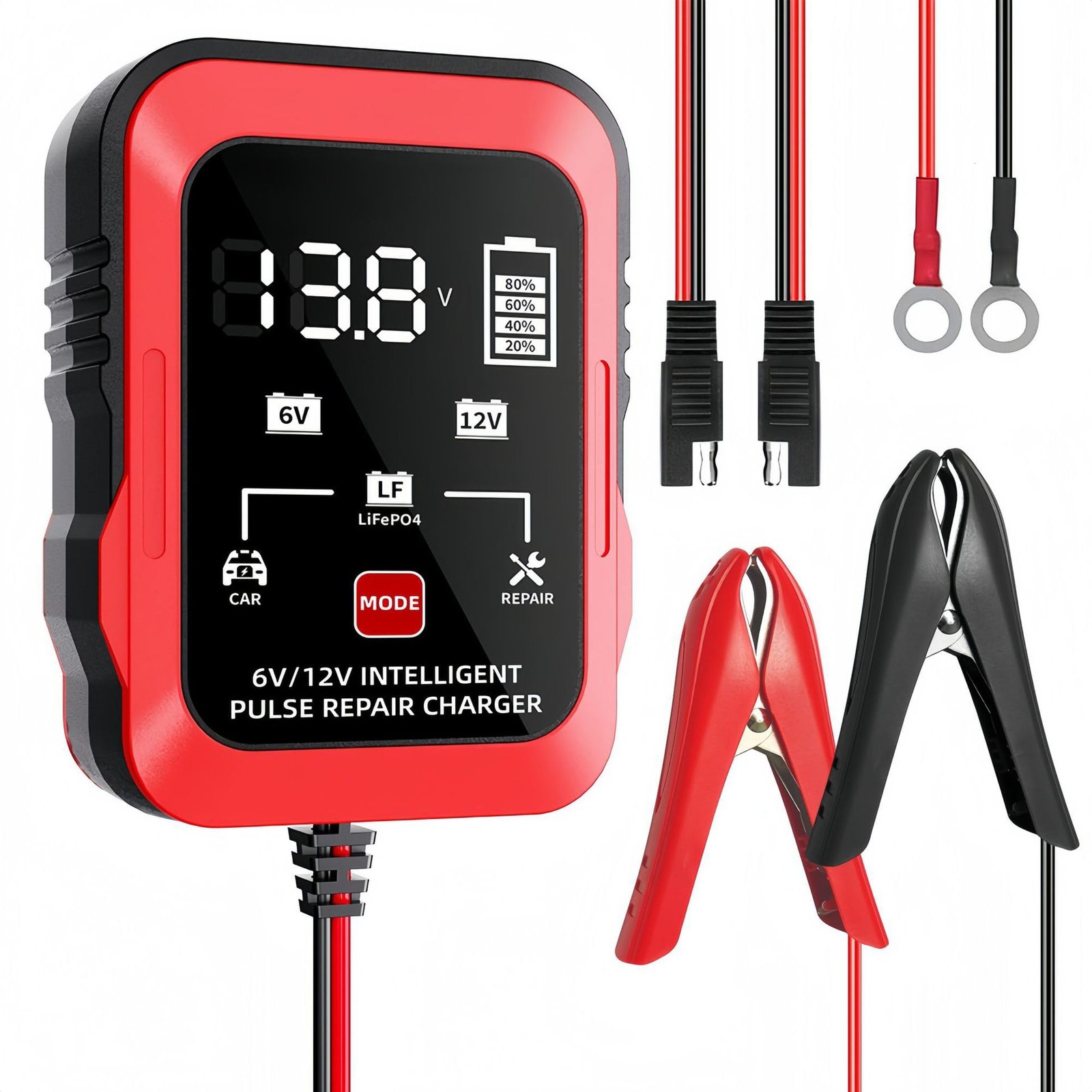 6V 12V Battery Charger 1.5A Automatic Maintainer Trickle Red