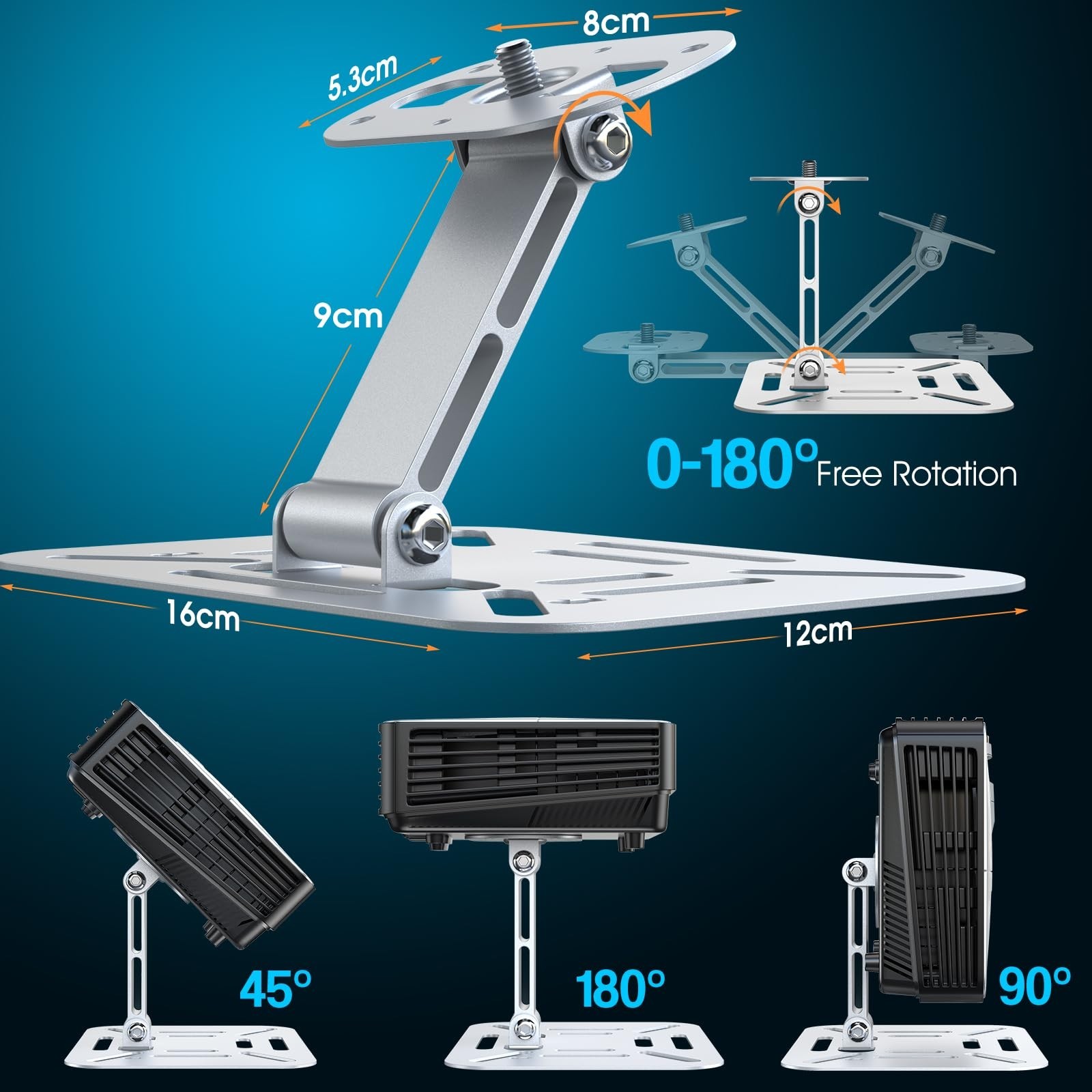DAWASAPAT Adjustable Projector Stand with 1/4" Screw, Silver Ceiling Mount fo...