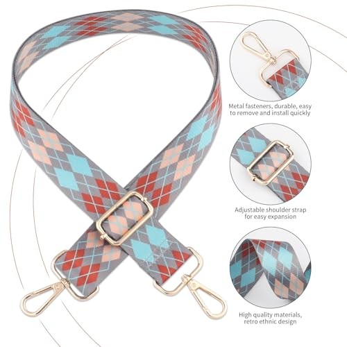 2 PCS Purse Strap,1.5" Wide Shoulder Strap Adjustable Orange Grey