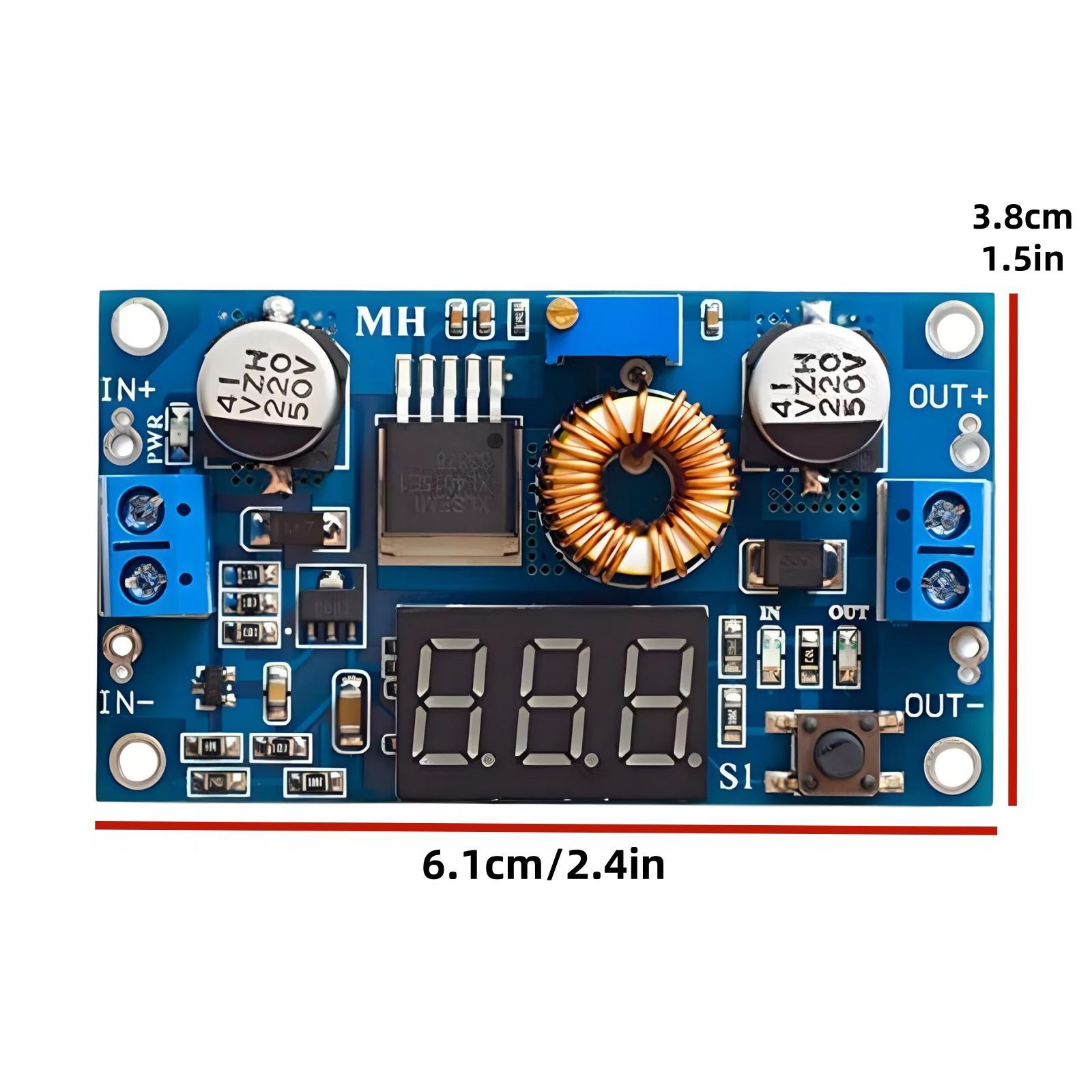 Voltmeter Heatsink Standoffs DC-DC Step Down 5A Adjustable New High Efficiency