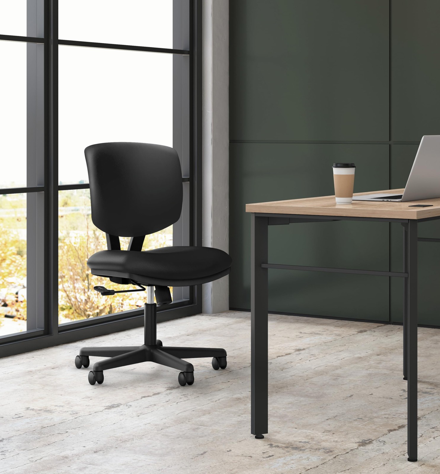 Volt Armless Office Chairs with Wheels, Ergonomic Adjustable Center-Tilt Recl...