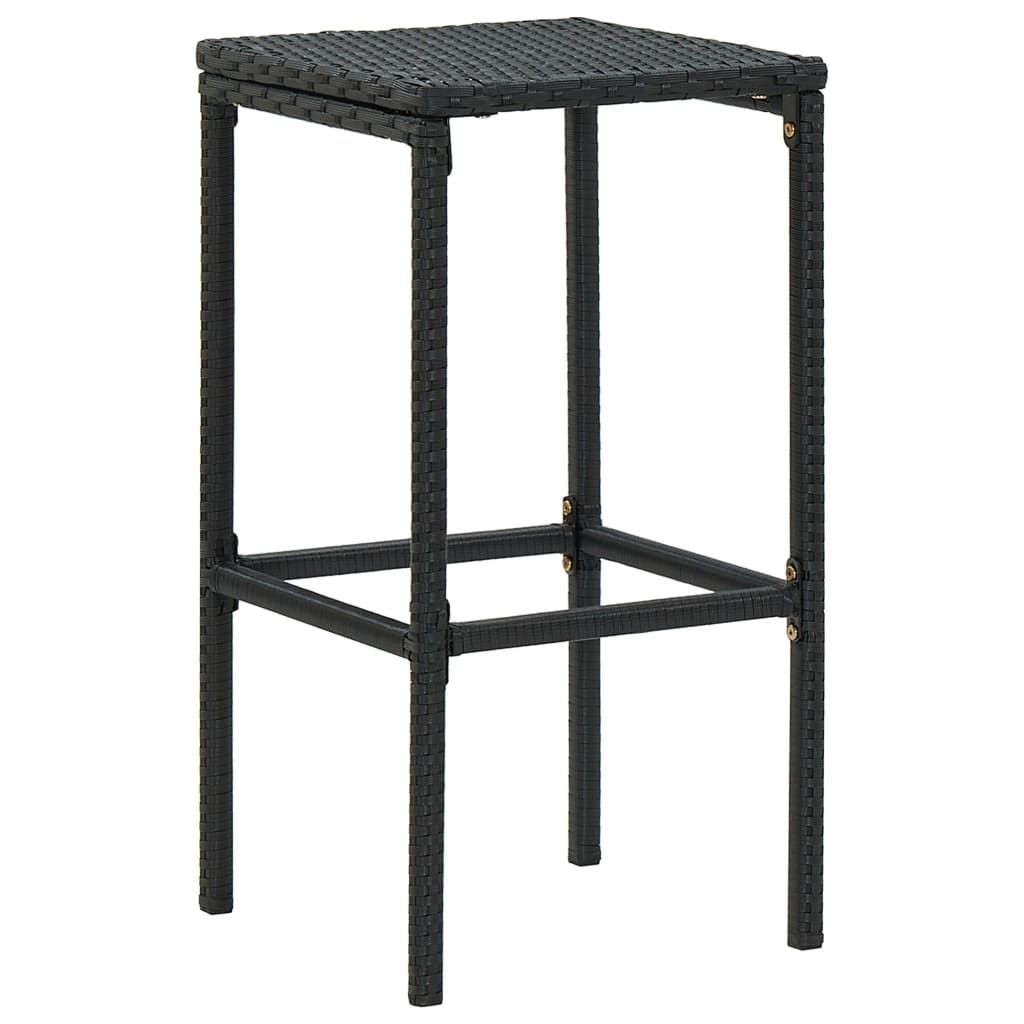 2pcs Black Rattan Counter Stools with Cushions Indoor Outdoor Patio Set