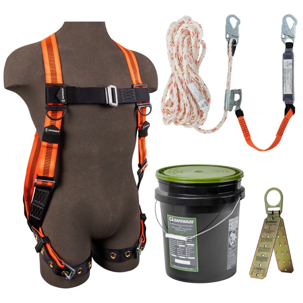 SafeWaze FS120-50 V-Line Bucket Roof Kit Harness Lifeline Anchor 50ft