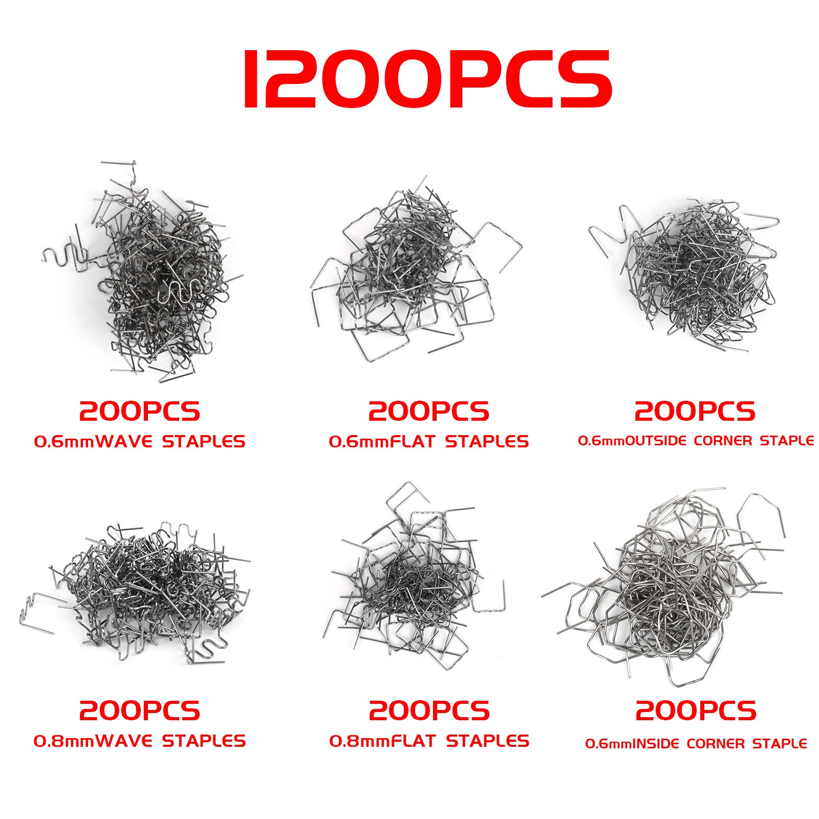 1200PCS Hot Stapler Staples Repair Kit For Plastic Welder Gun Car Bumper Fender