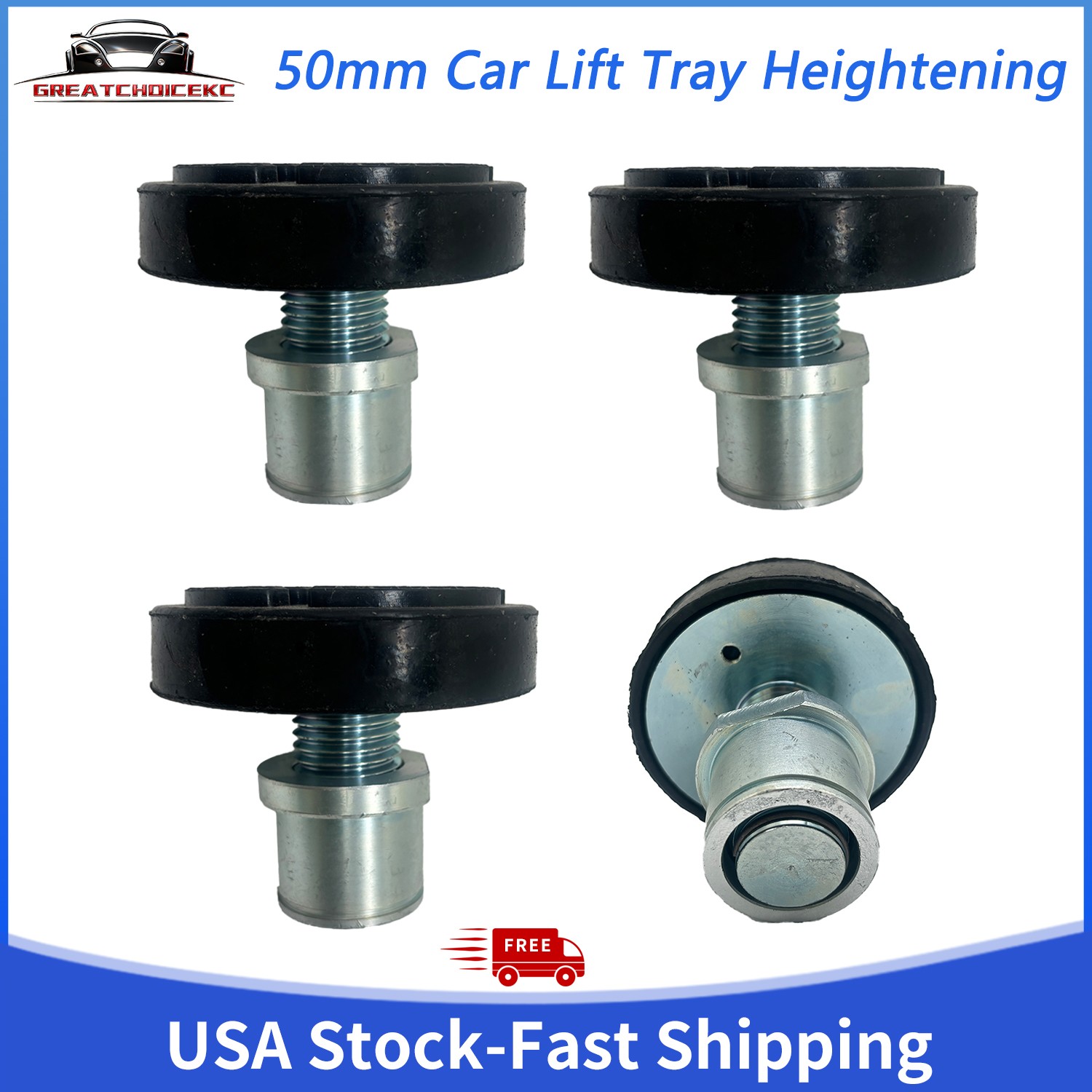 4pcs 115mm Car Lift Rubber Pad 50mm Base 35mm Screw Adjustable Telescopic
