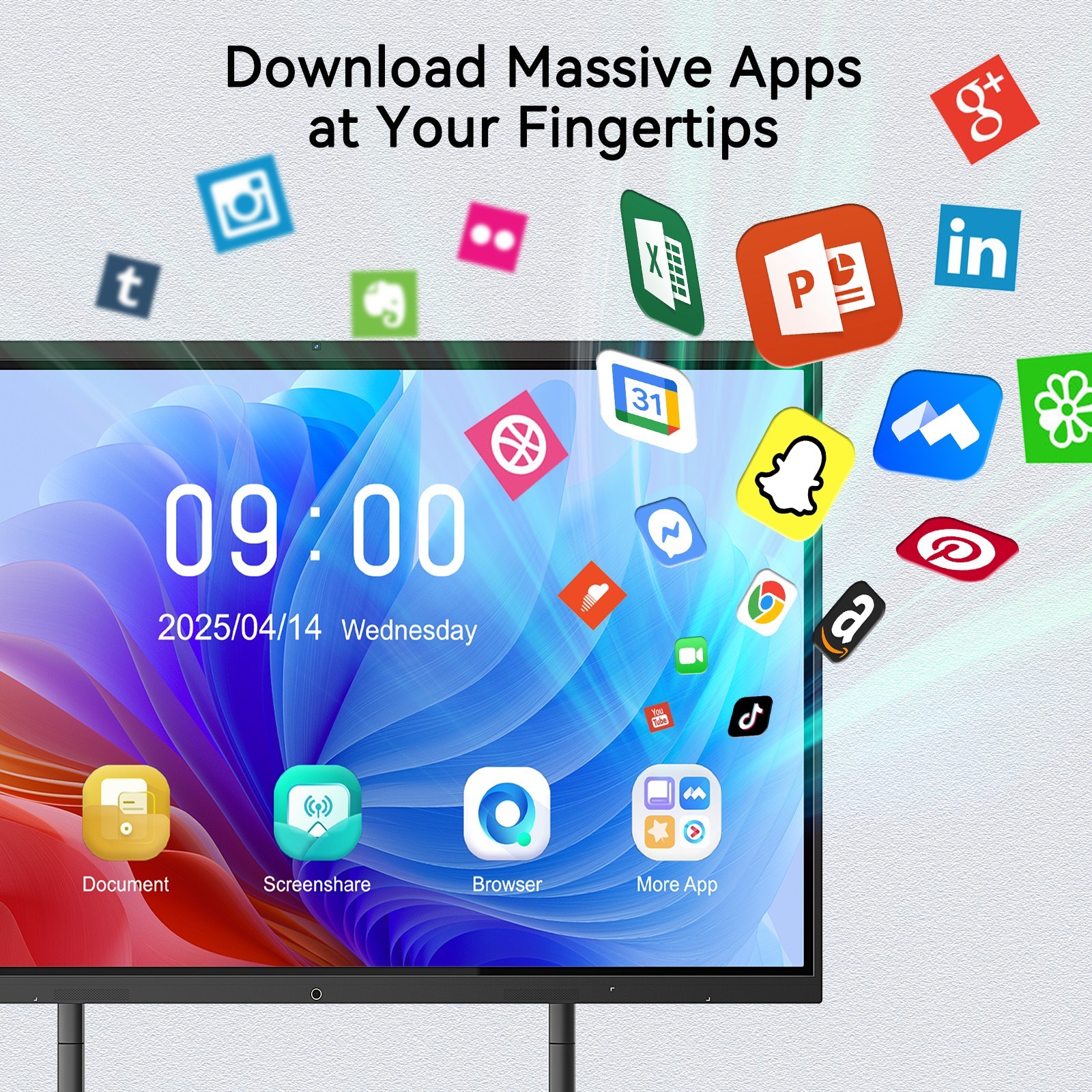 65 Inch 4K UHD Smart Board, Interactive Digital Whiteboard, 20-Point Touchscreen