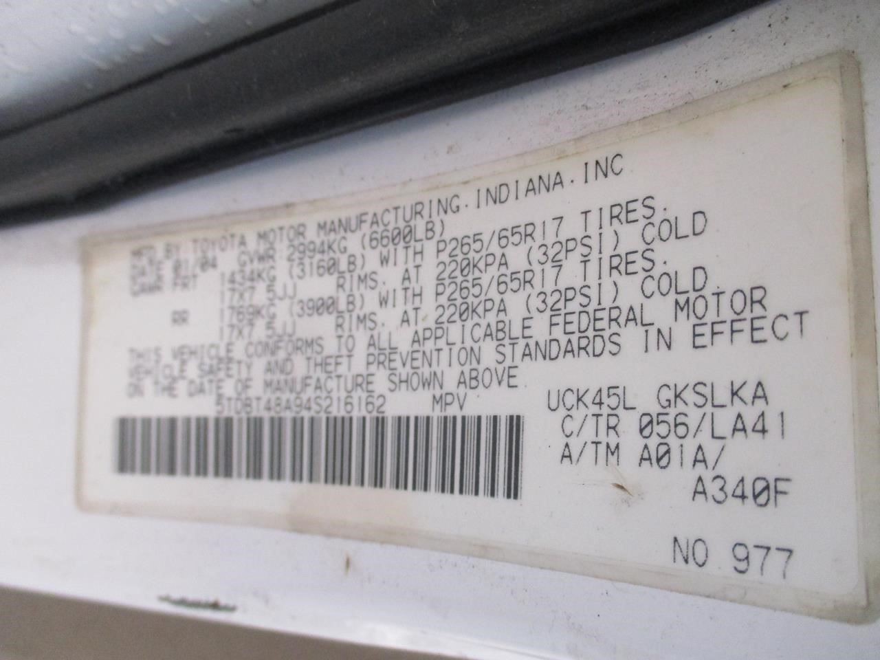 SEQUOIA 2004 Battery Tray 1743157