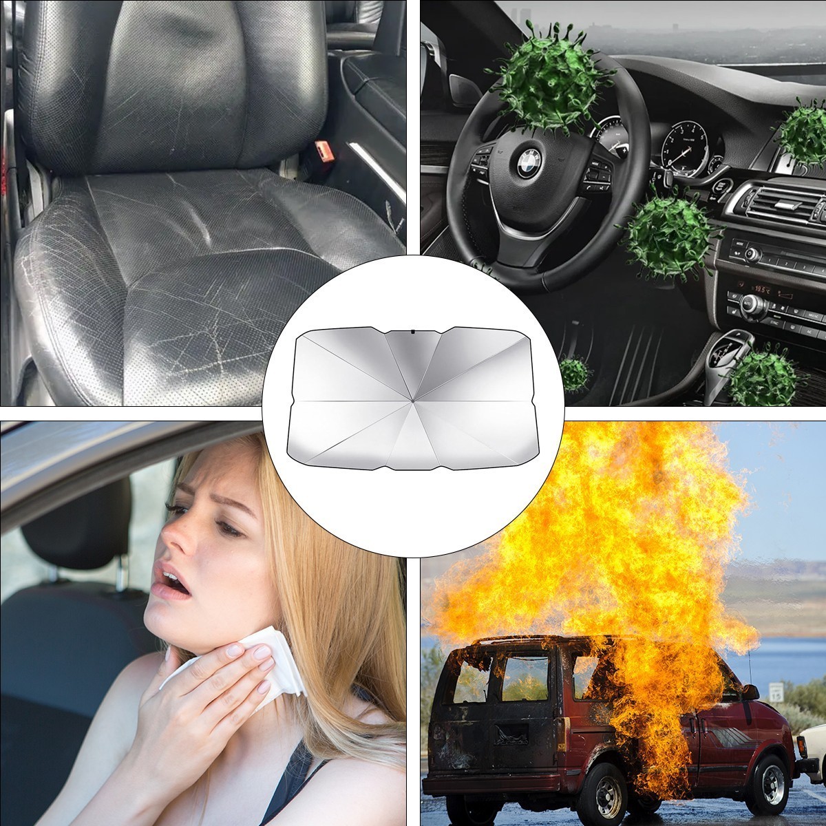 Car Foldable Large Sun Shade Umbrella Heat Insulation UV Block Windshield Visor