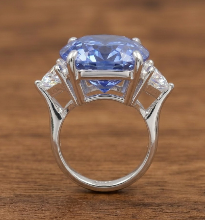 Huge 12.00 Ct Certified Blue Diamond Ring, Tariffs FREE & Matching Studs .