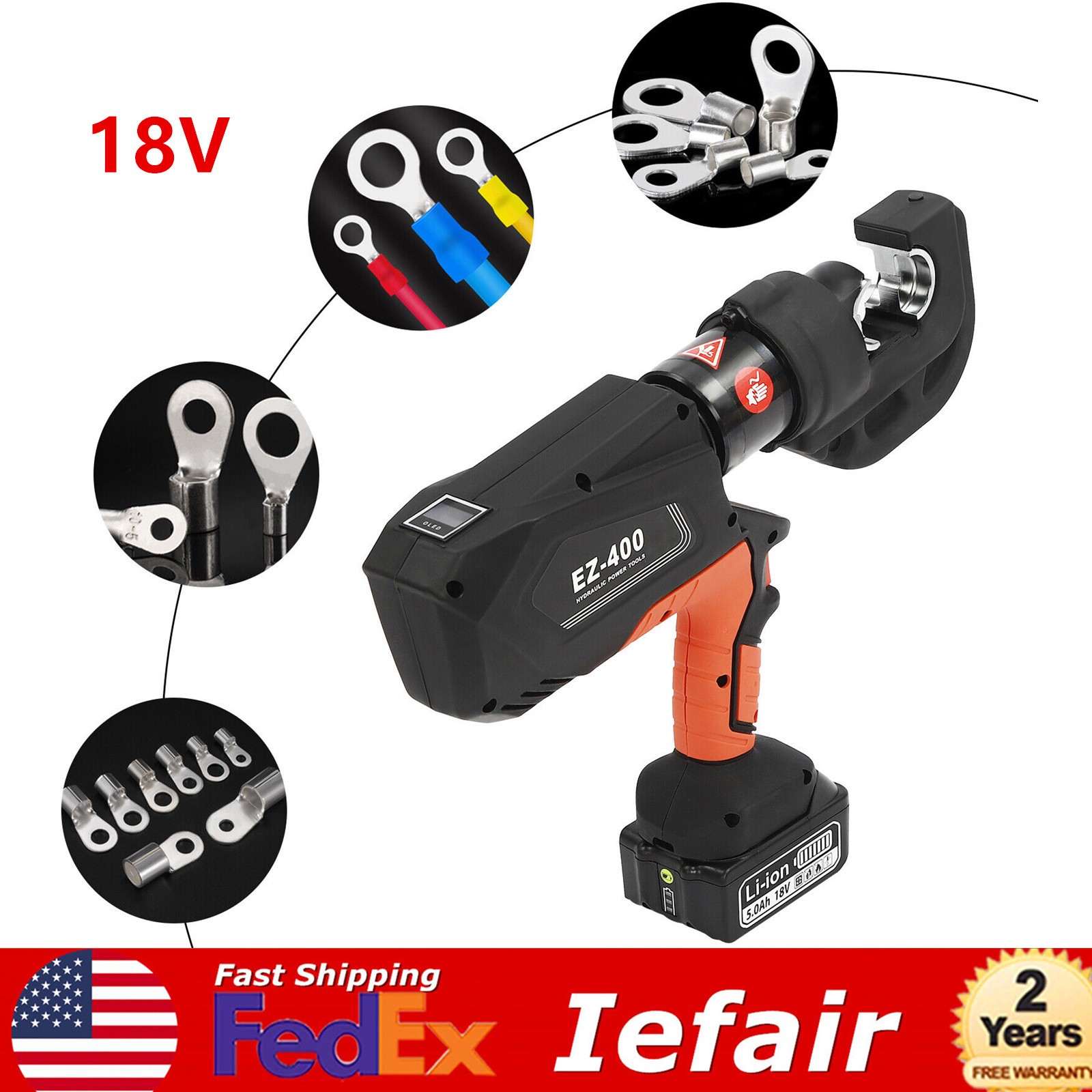 Rechargeable Electric Hydraulic Plier Battery Power Crimping Tool 18V 16-400mm2