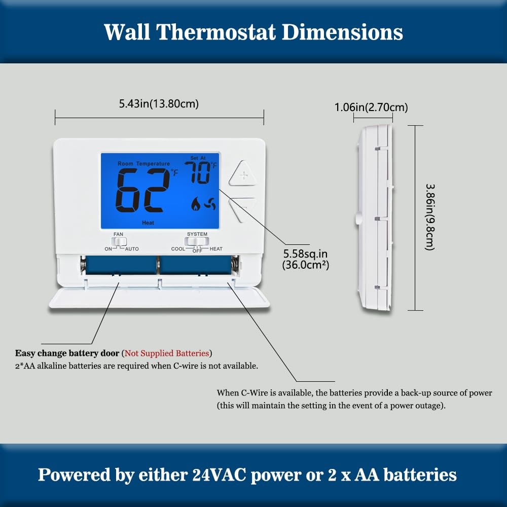 NonProgrammable Thermostat for House, Digital Energy-Saving Thermostat,Single...