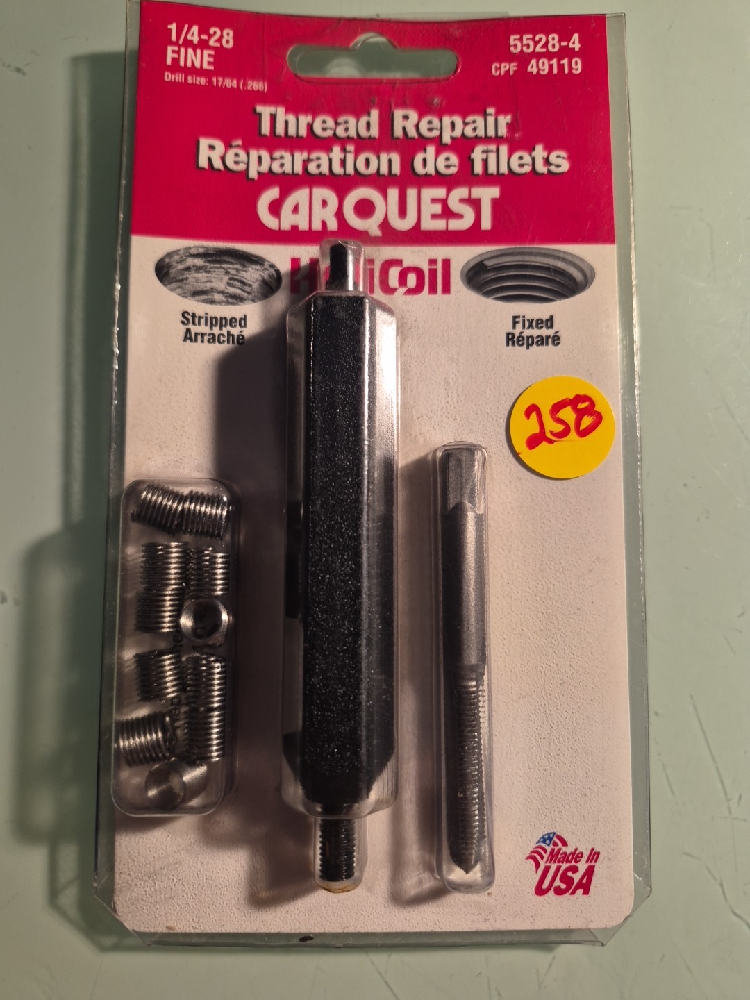 HeliCoil 5528-4 1/4-28 Inch Fine Thread Repair Kit with 11 Inserts and Tap