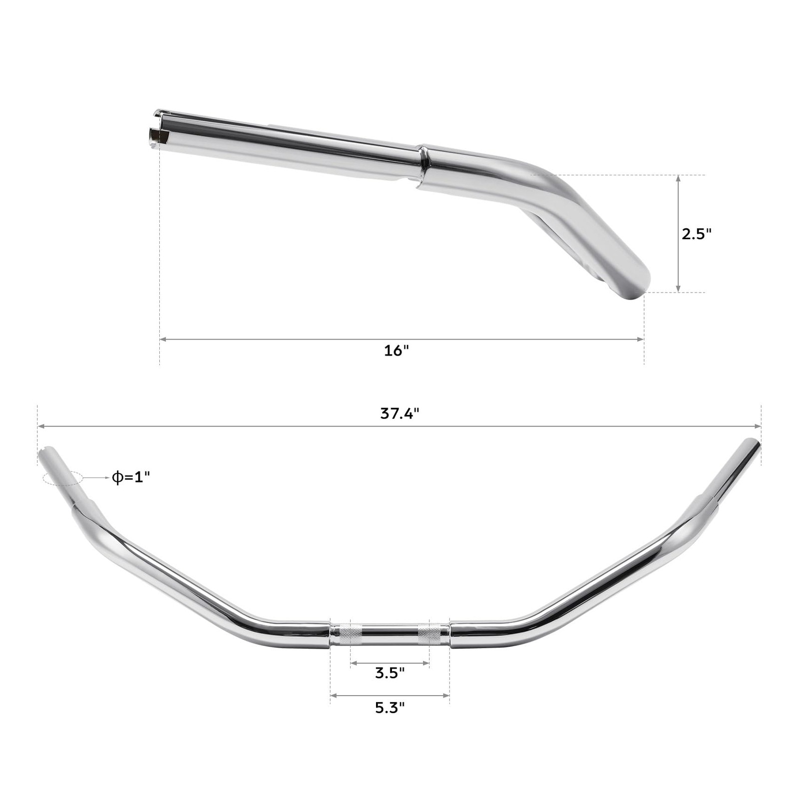 3 1/2" Rise Chrome Handlebar Fits for Harley Sportster XL Softail Dyna Road King