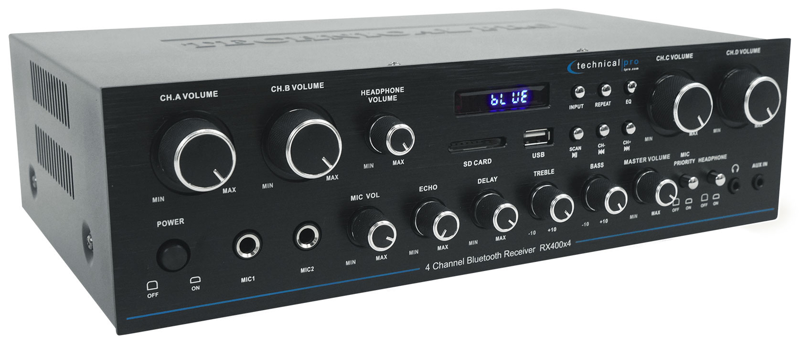 Technical Pro RX4CH Bluetooth Home Receiver Amp+(8) 6.5" Black Ceiling Speakers