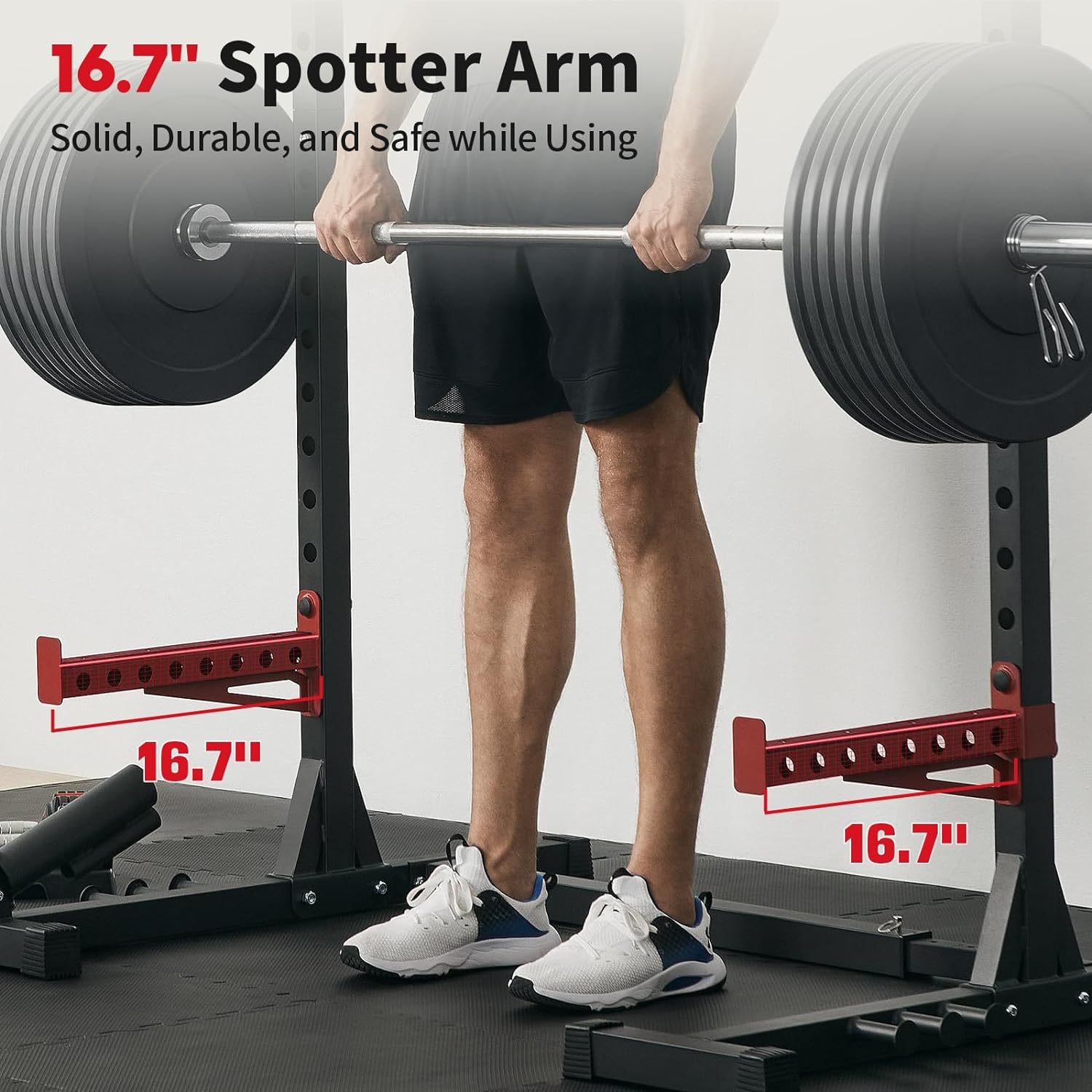 Squat Rack with Pull-Up Bar, Adjustable Multi-Functional Power Rack, Inner Width