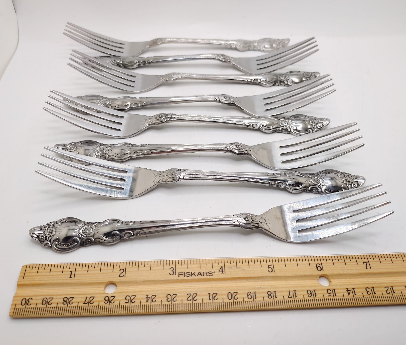 Vtg Stainless Steel Floral Scroll Edge Flatware Set Dillards Korea Retired 50pc