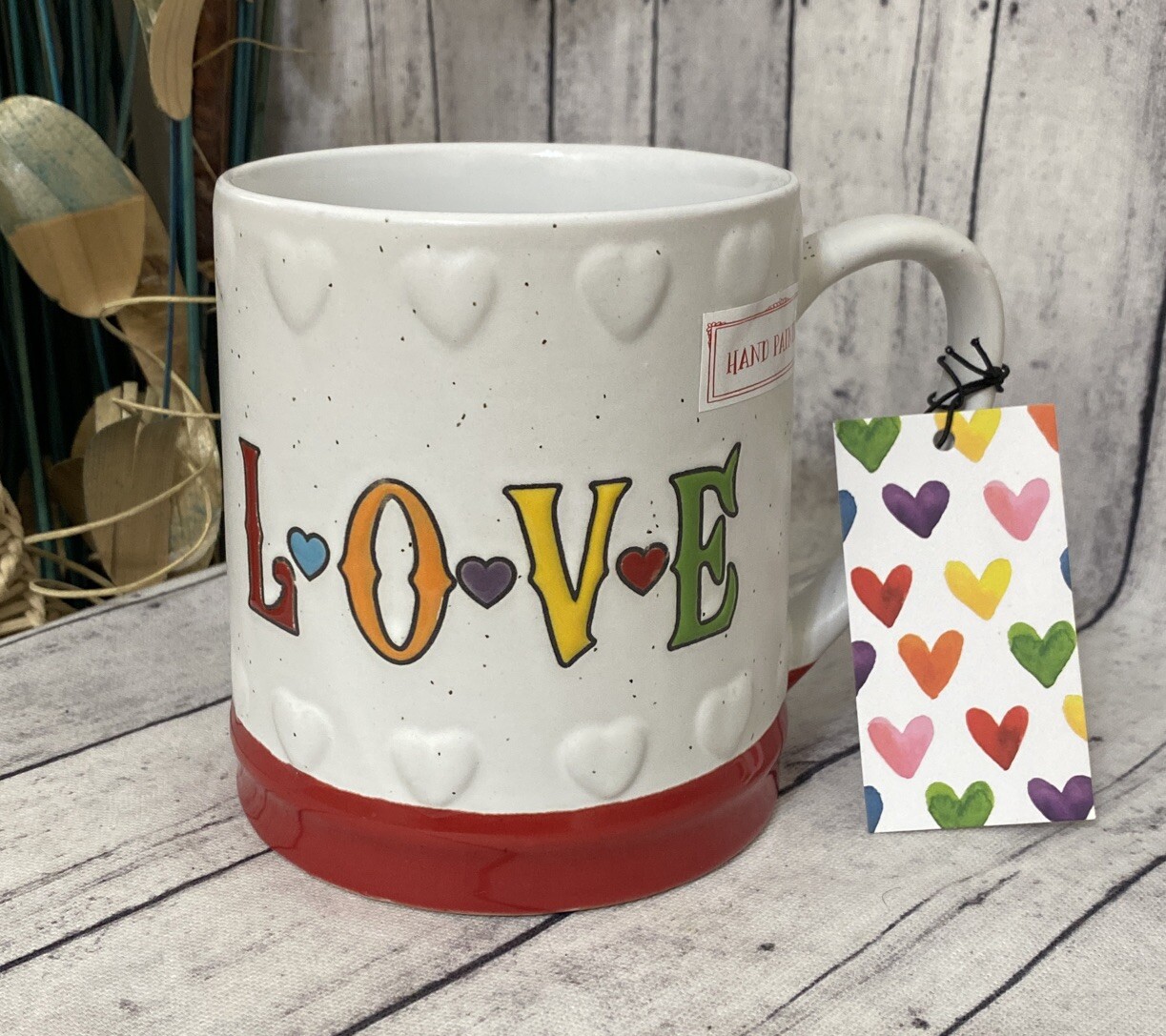 Sheffield Home LOVE HEARTS ❤️ 💜💙 DESIGN LARGE COFFEE MUG Hand Painted  PRIDE