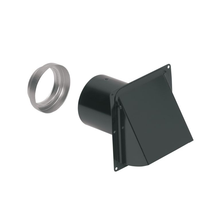 Broan-NuTone Steel Wall Cap For 3-Inch and 4-Inch Round Duct, Black - 885BL