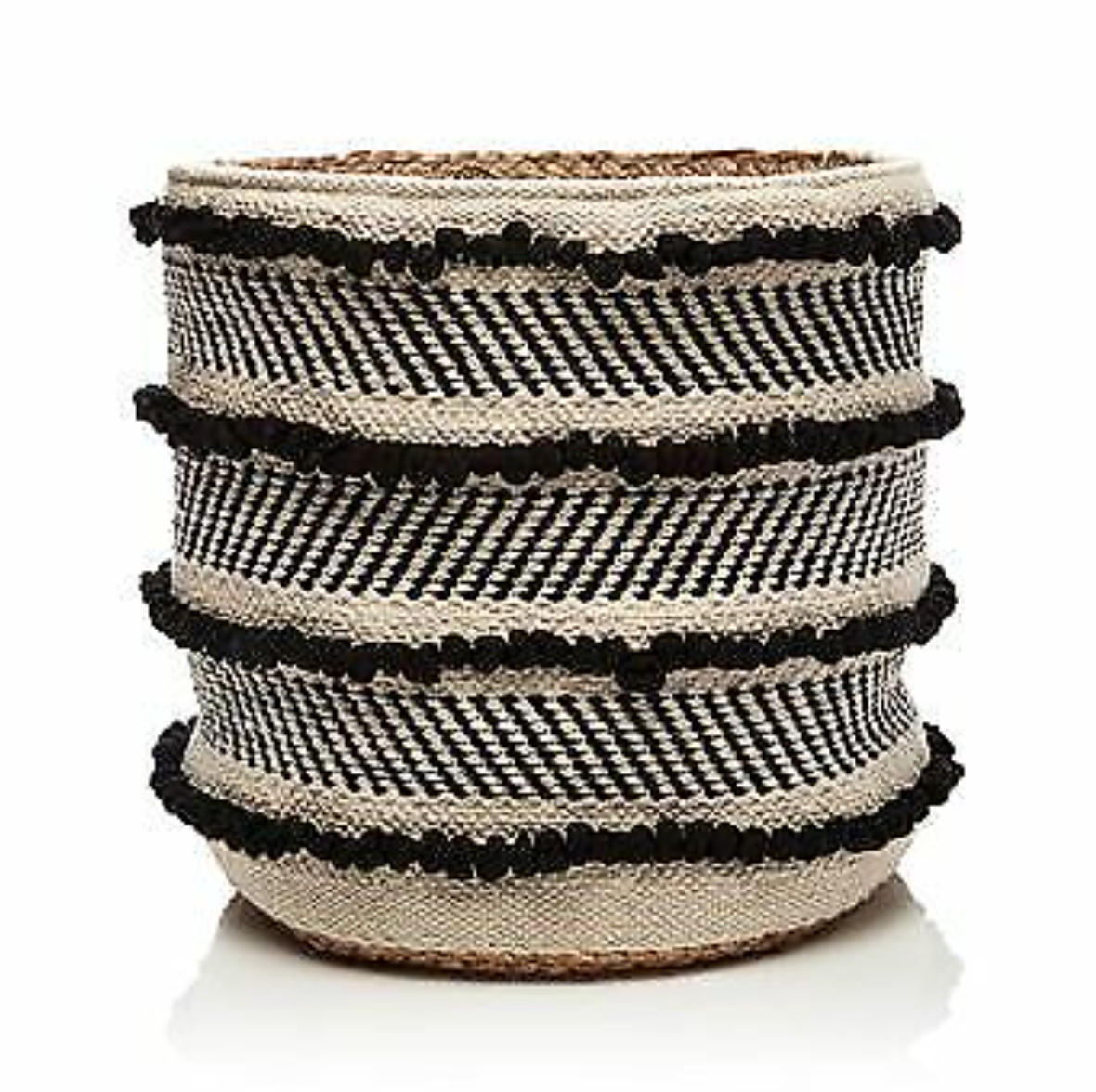 Sparrow & Wren Britannica Hand-Woven Jute-Detail Cotton 12" x 12" Basket