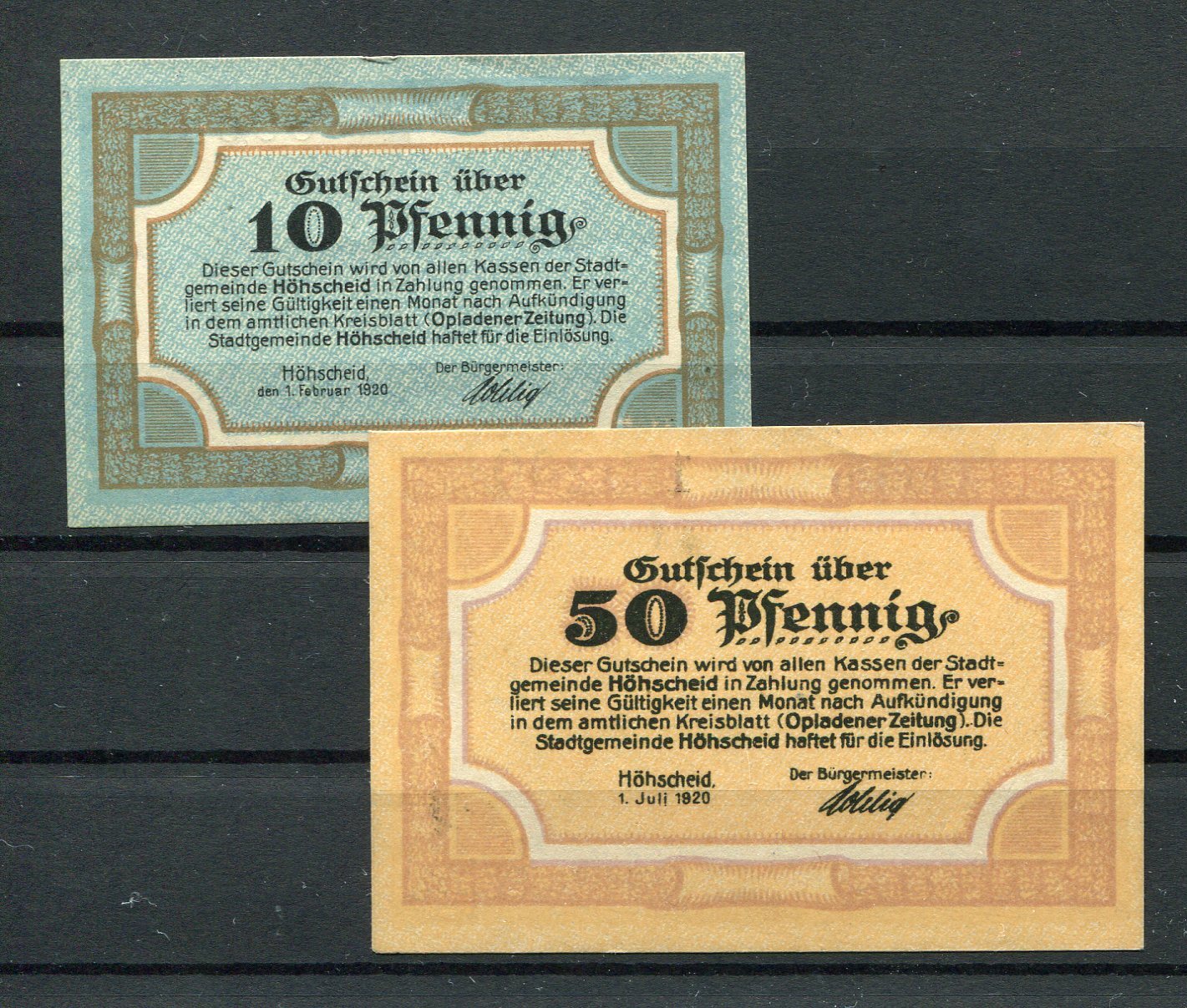 Höhscheid 2 Bills Emergency Money 2/16437