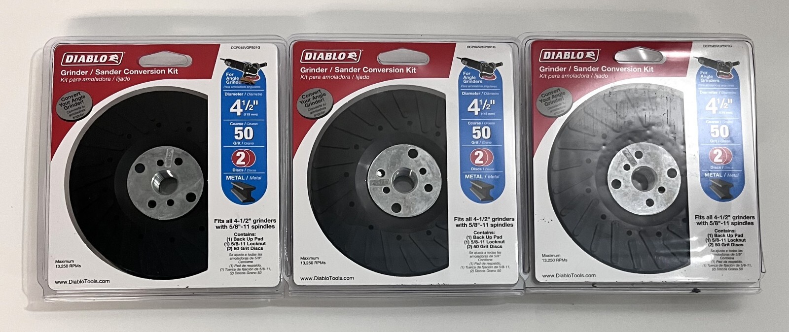 DIABLO DCP045VGPS01G 4-1/2" 50 Grit Grinder/Sander Conversion Kit (3-Packs)