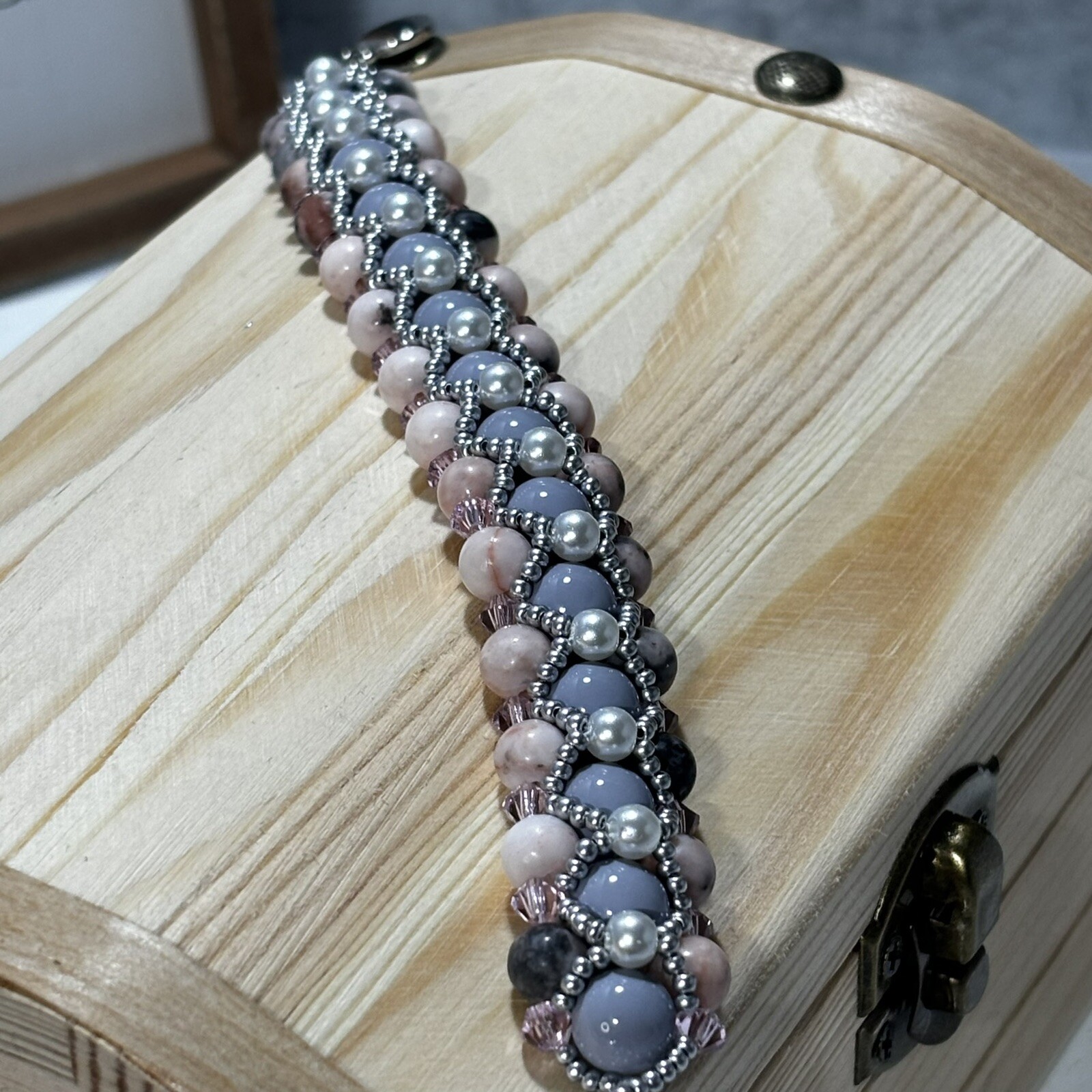 Artisan Handmade Jasper And Glass Beaded Bracelet