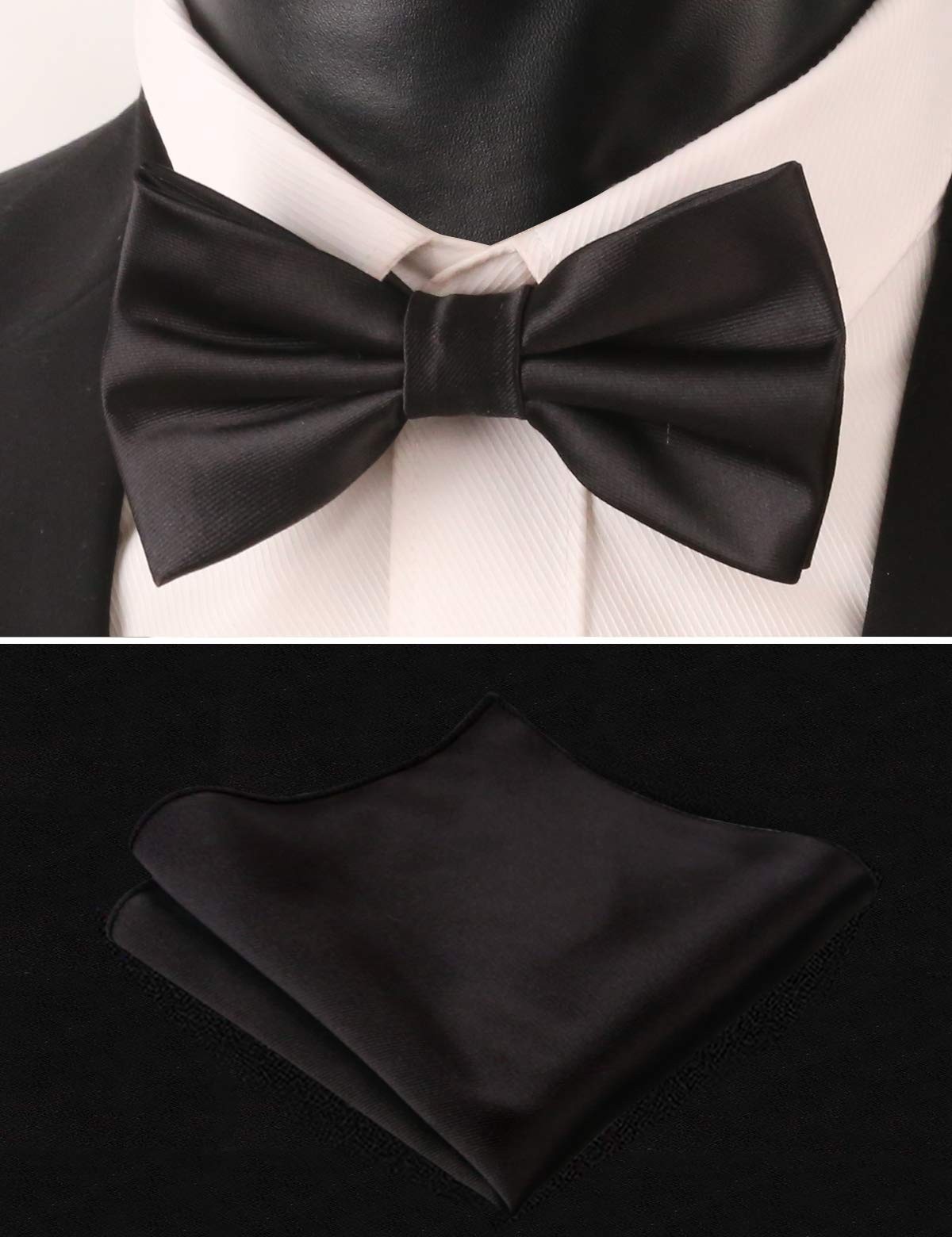 Multicolored Silk Solid Cummerbund for Mens Gift Bow Tie Set, Black