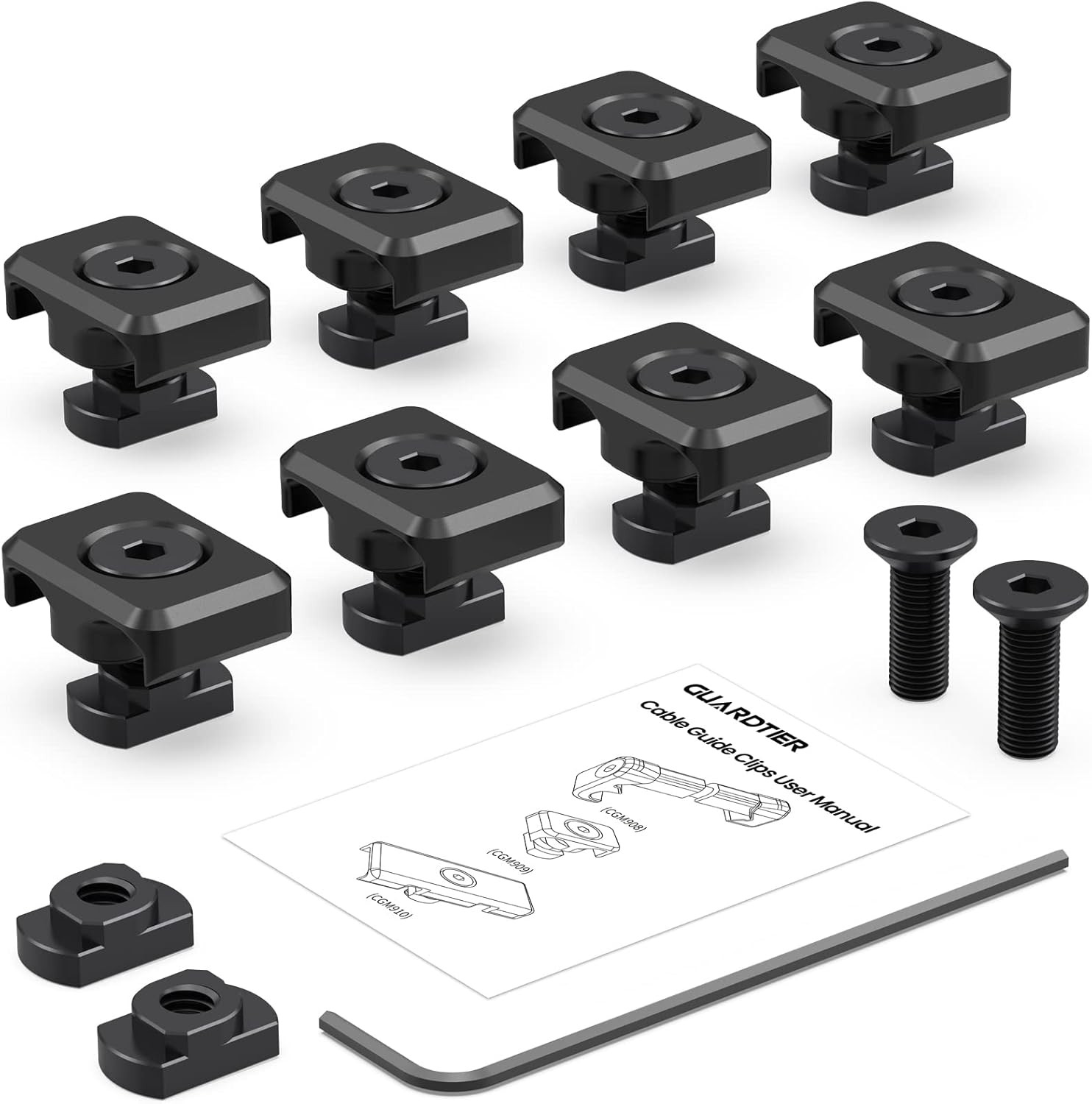 M-LOK Cable Guides for Flashlight Laser Wire Management Clips - 8 Pack Black