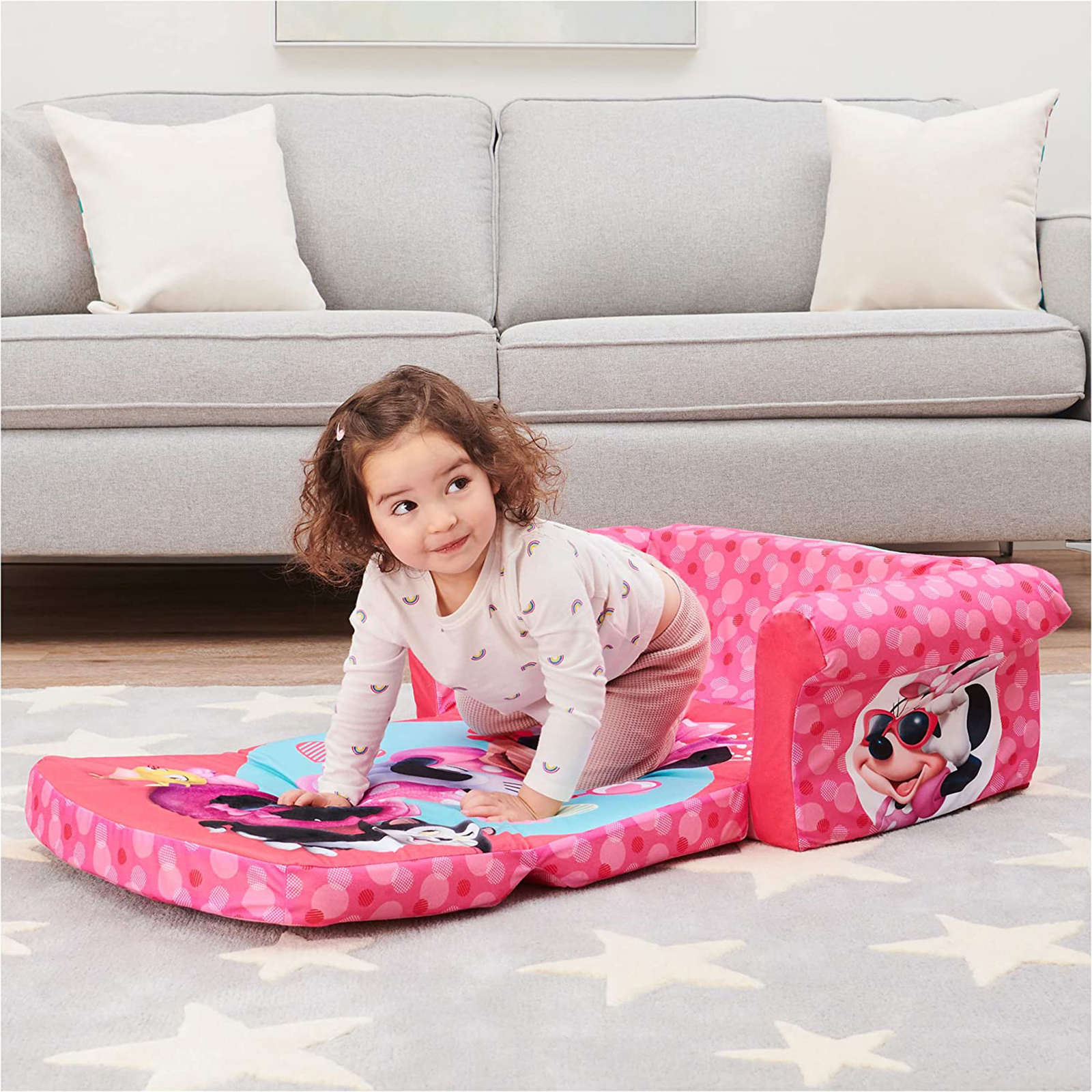 Marshmallow Furniture Kids 2-in-1 Flip Open Sofa Bed, Minnie Mouse (Open Box)