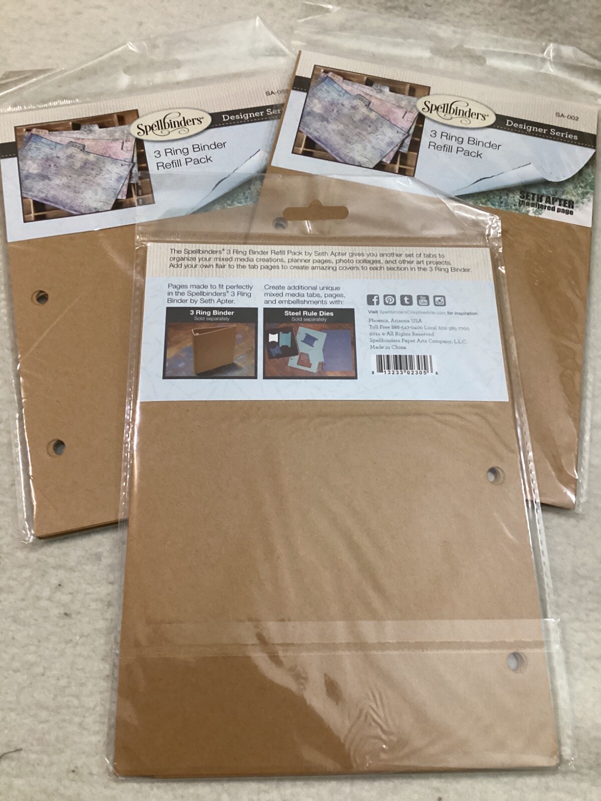 DIY Spellbinders 3 RING JOURNAL BINDER Brown 8.25" X 9" w/ 3 extra tab refills