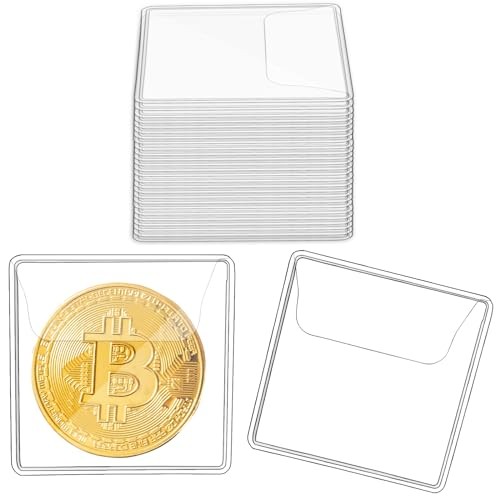 150Pcs Single Pocket Coin Flips Clear Coin Collector Protectors Rectangular