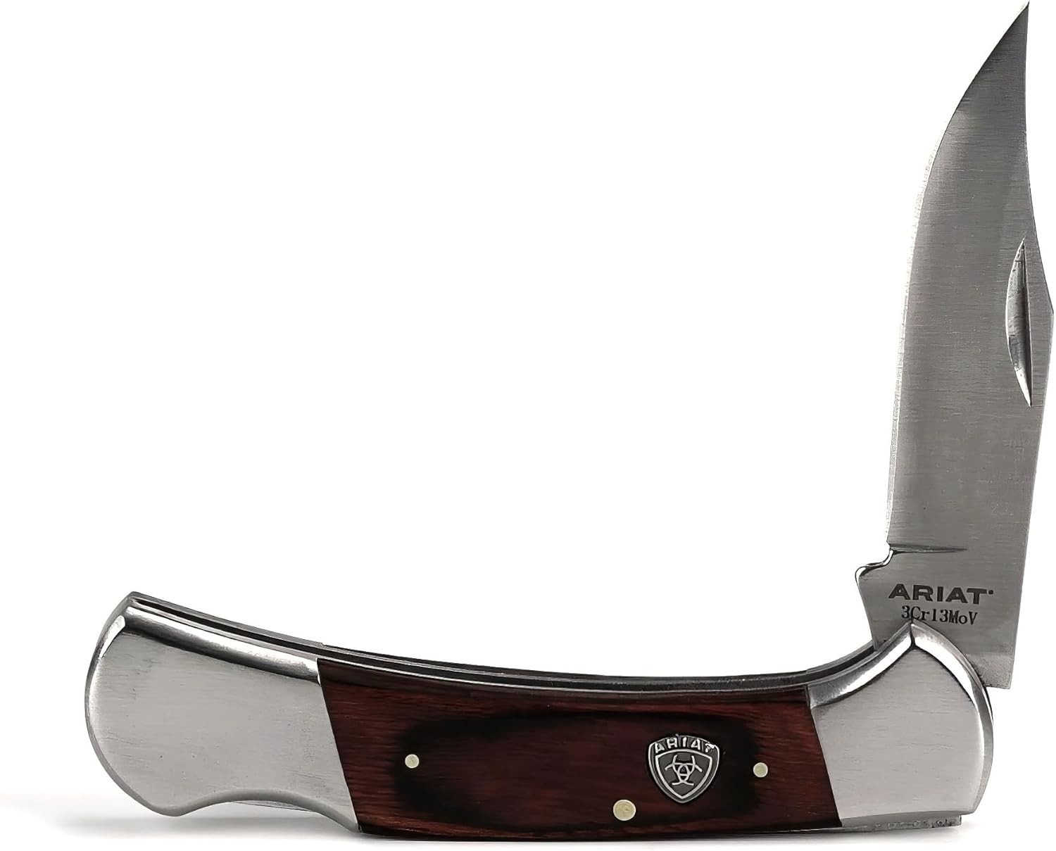 ARIAT Lockback Folding Knife, Wood Handle, 3.125" (Compact)
