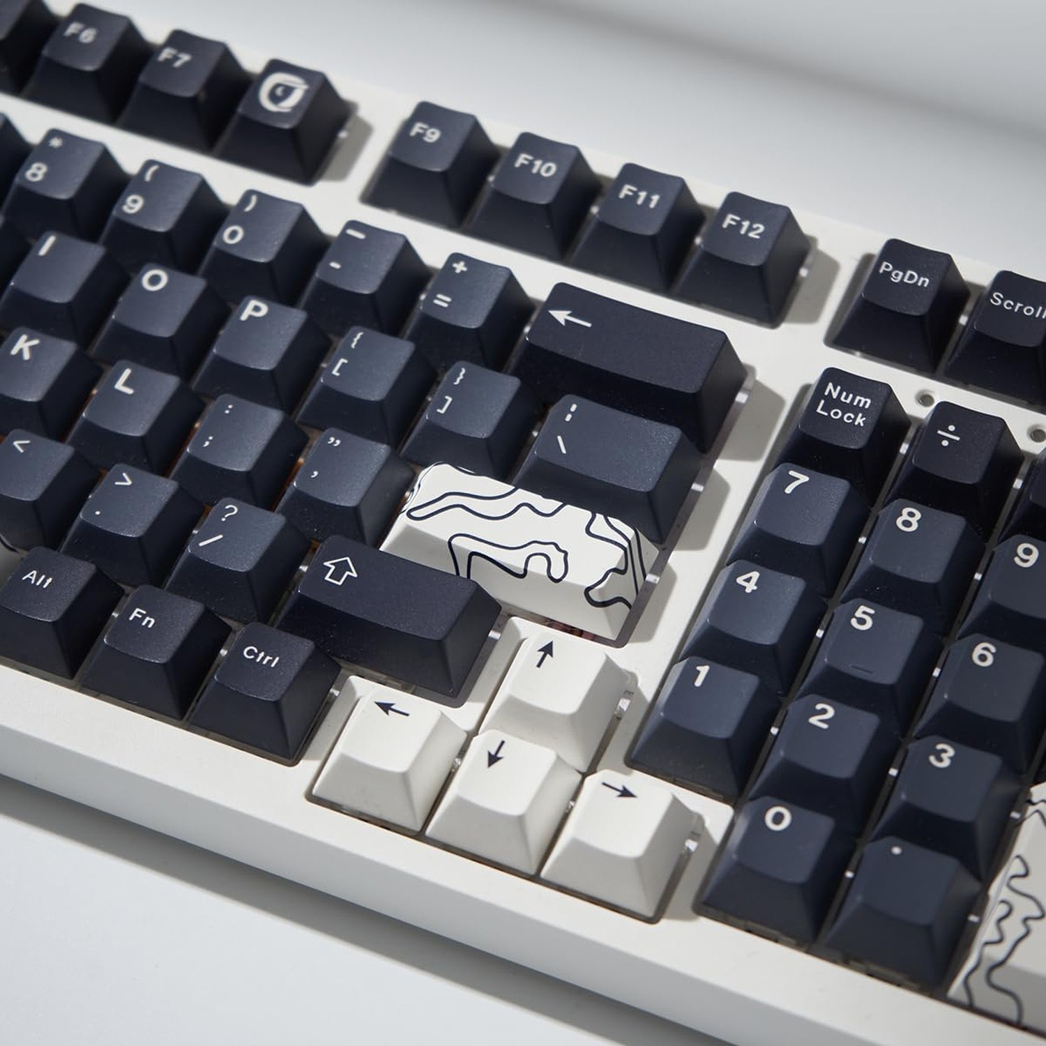 4pcs Keycaps, White Topographic Keycaps PBT Keycap Cherry Profile Dye-Sublima...