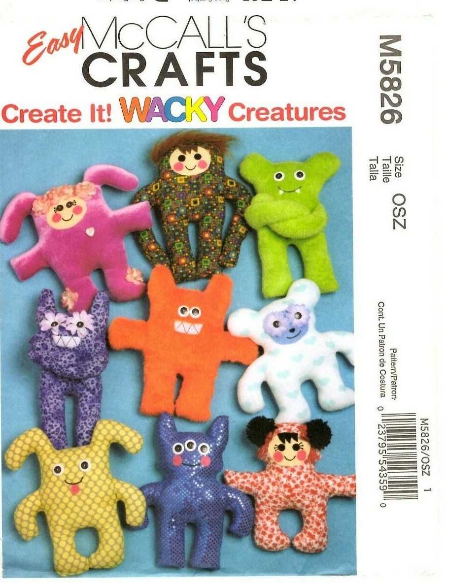 McCall's Craft Sewing Pattern WACKY CREATURES DOLL M5826 UNCUT