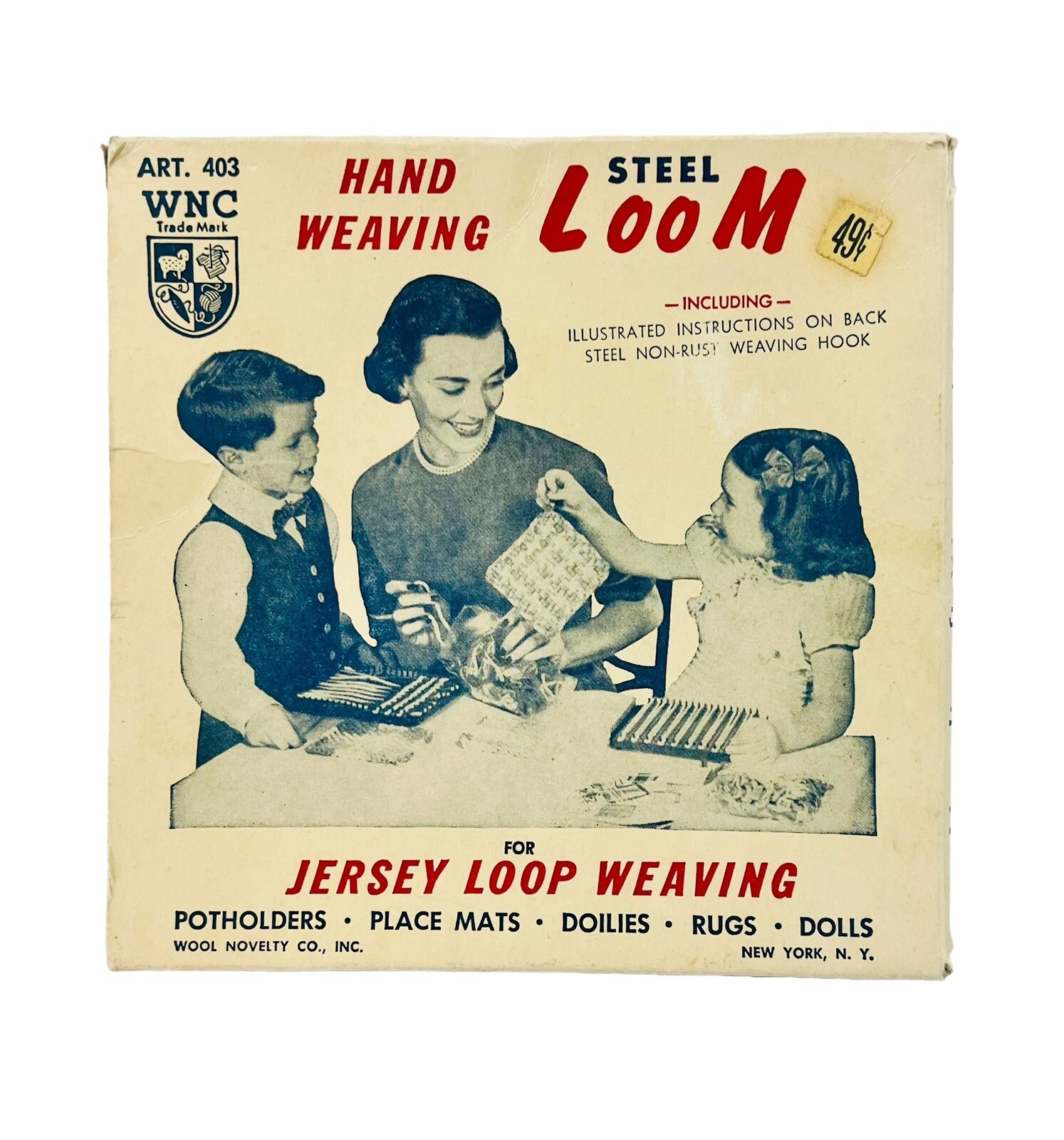 Vtg WNC Wool Novelty 403 Hand Weaving Steel Loom For Jersey Loop Weaving In Box