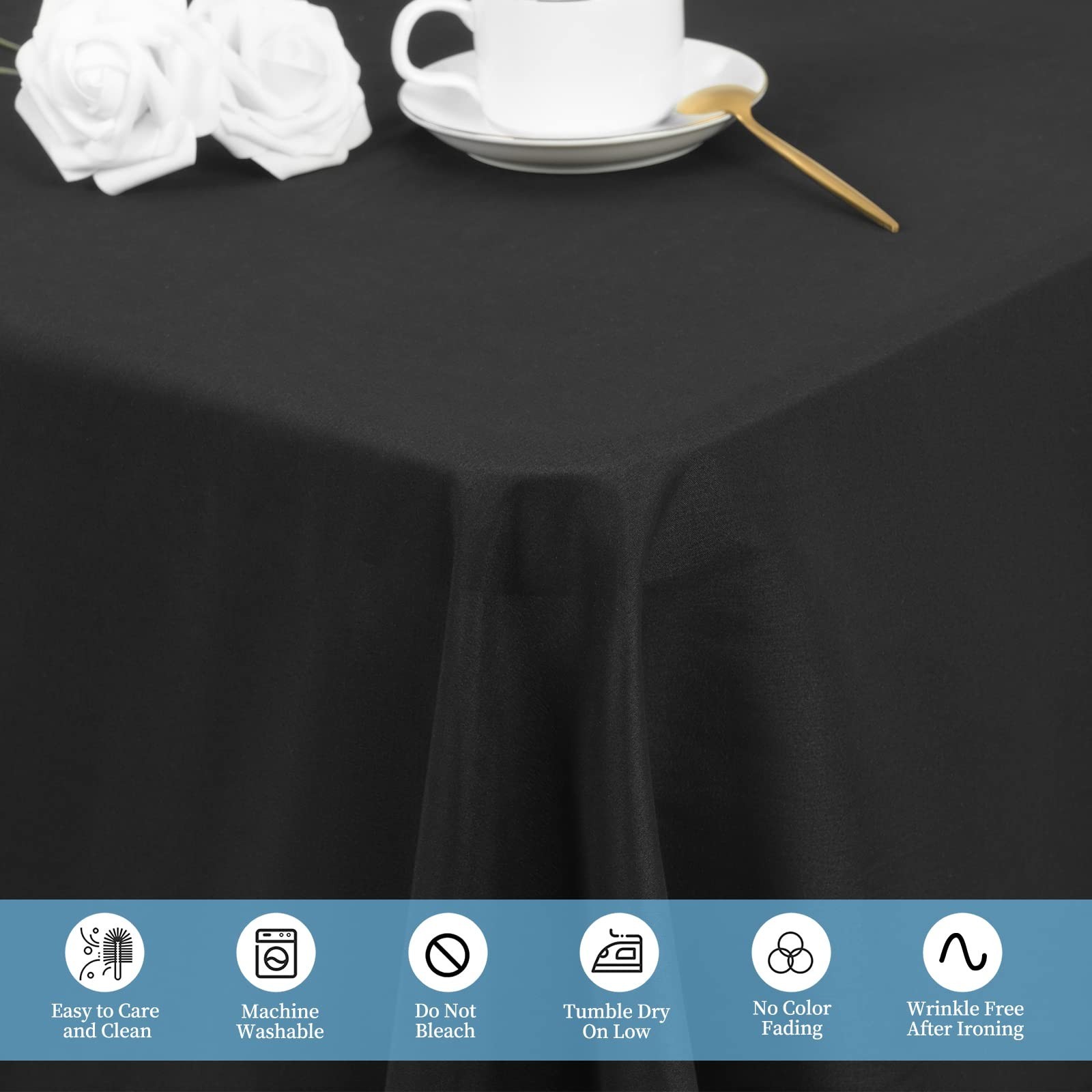 12 Pack Black Tablecloths for Rectangle Tables 60 x 102 Inch Black Polyester ...