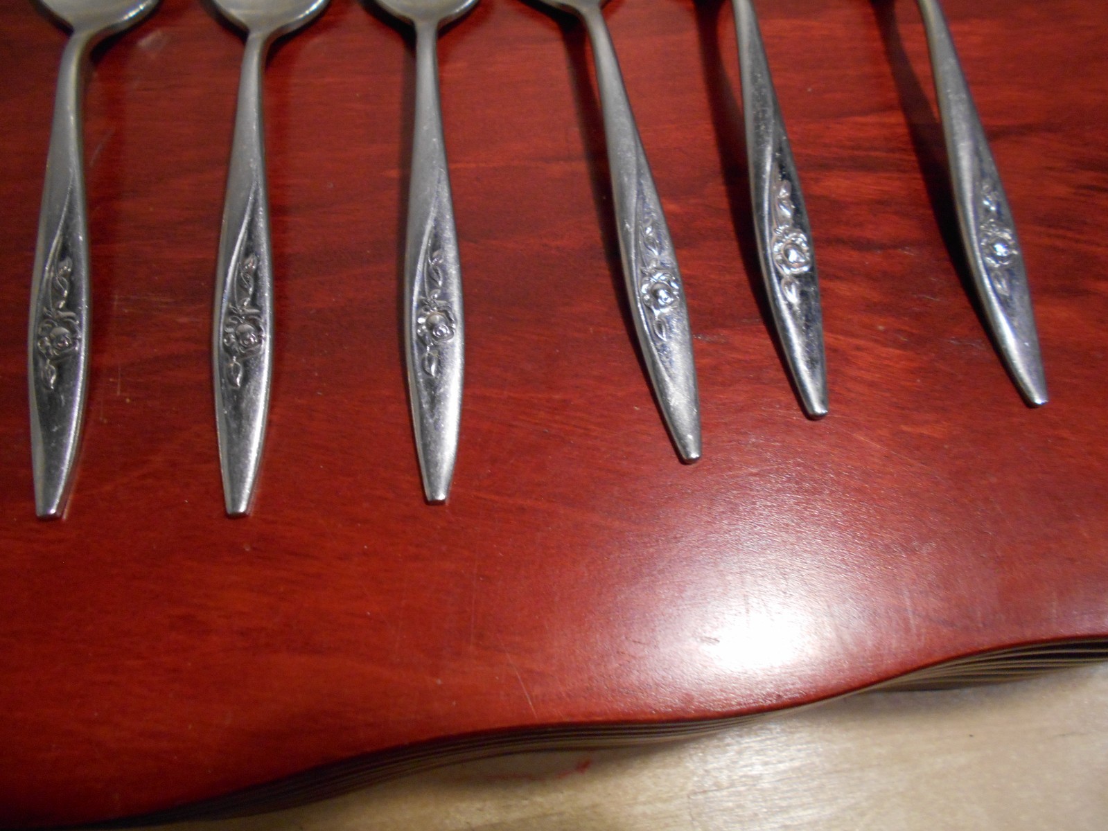 6 Oneidacraft Stainless LASTING ROSE Teaspoons 8540