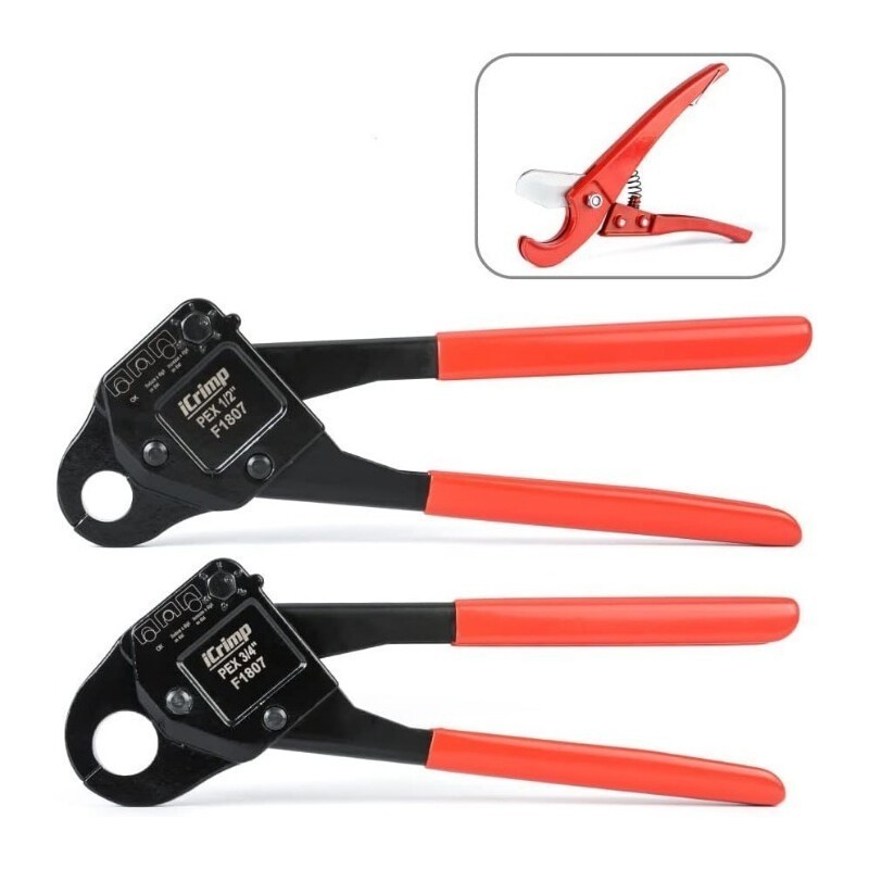 Angle PEX Crimping Tool 1/2-inch 3/4-inch Copper Crimp Rings Cutter PlumbingTool