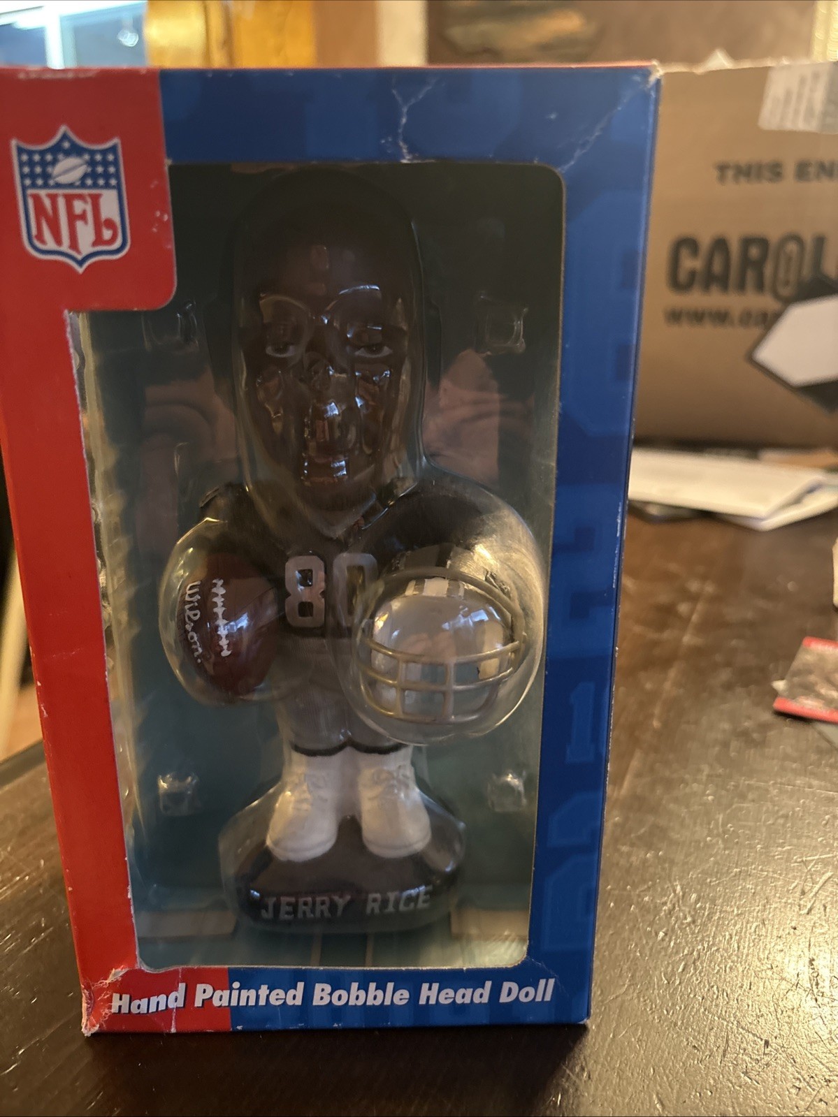 Jerry Rice NFL Genuine Hand Painted Bobble Head Doll Collectible Series Raiders