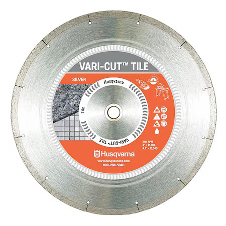 Husqvarna Vari-Cut Tile 4 Diamond Saw Blade, Demolition, 4" Dia.