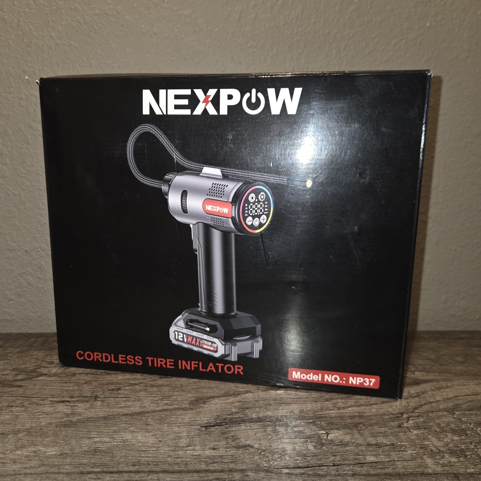NEXPOW NP37 Tire Inflator Portable Air Compressor, Black New Open Box