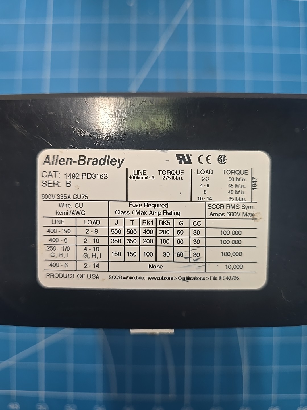 AB 1492-PD3163 TERMINAL POWER BLOCK SER. B