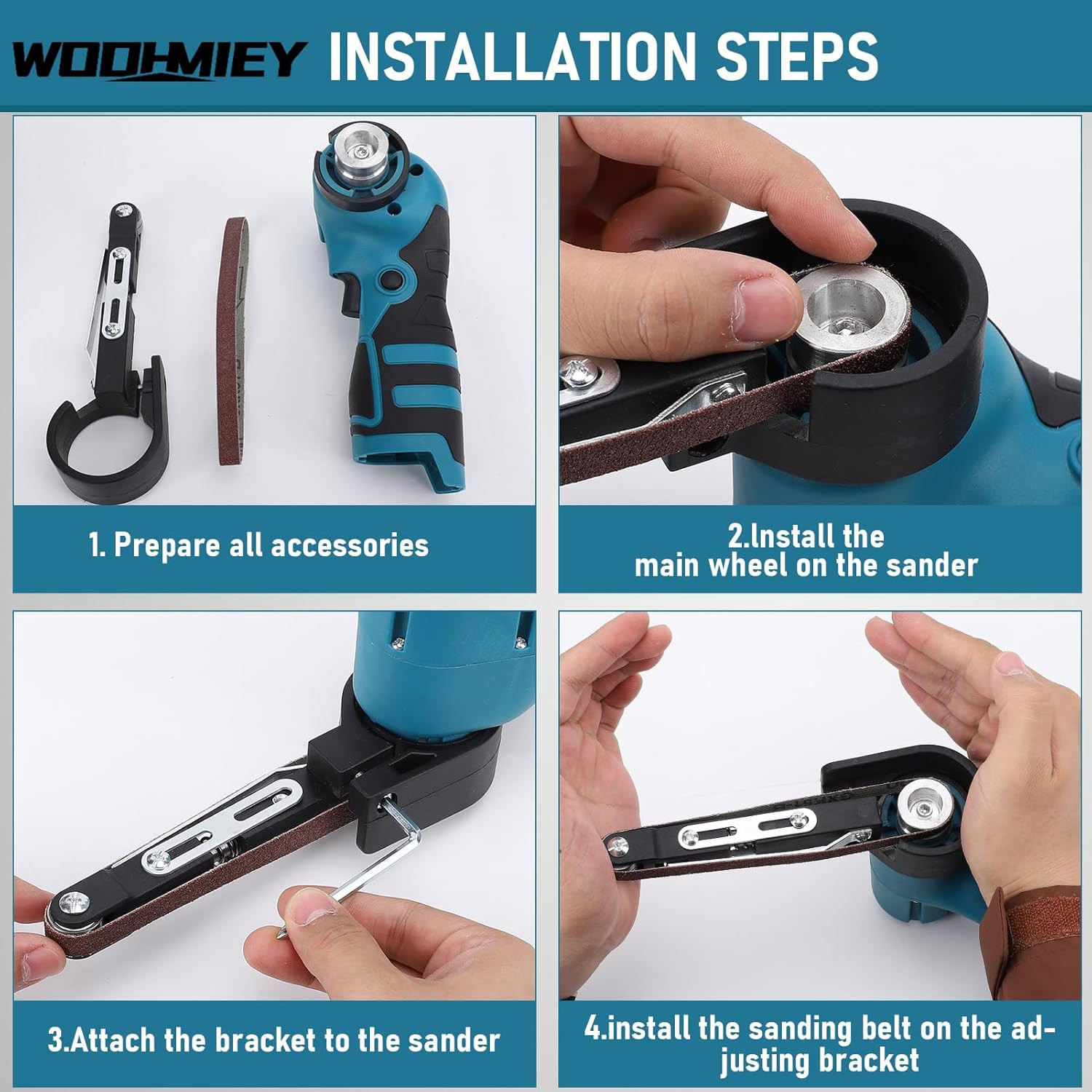Cordless Belt Sander, 16.8V Lithium Battery, 7000RPM, 15 Sanding Belts(80-1000 G