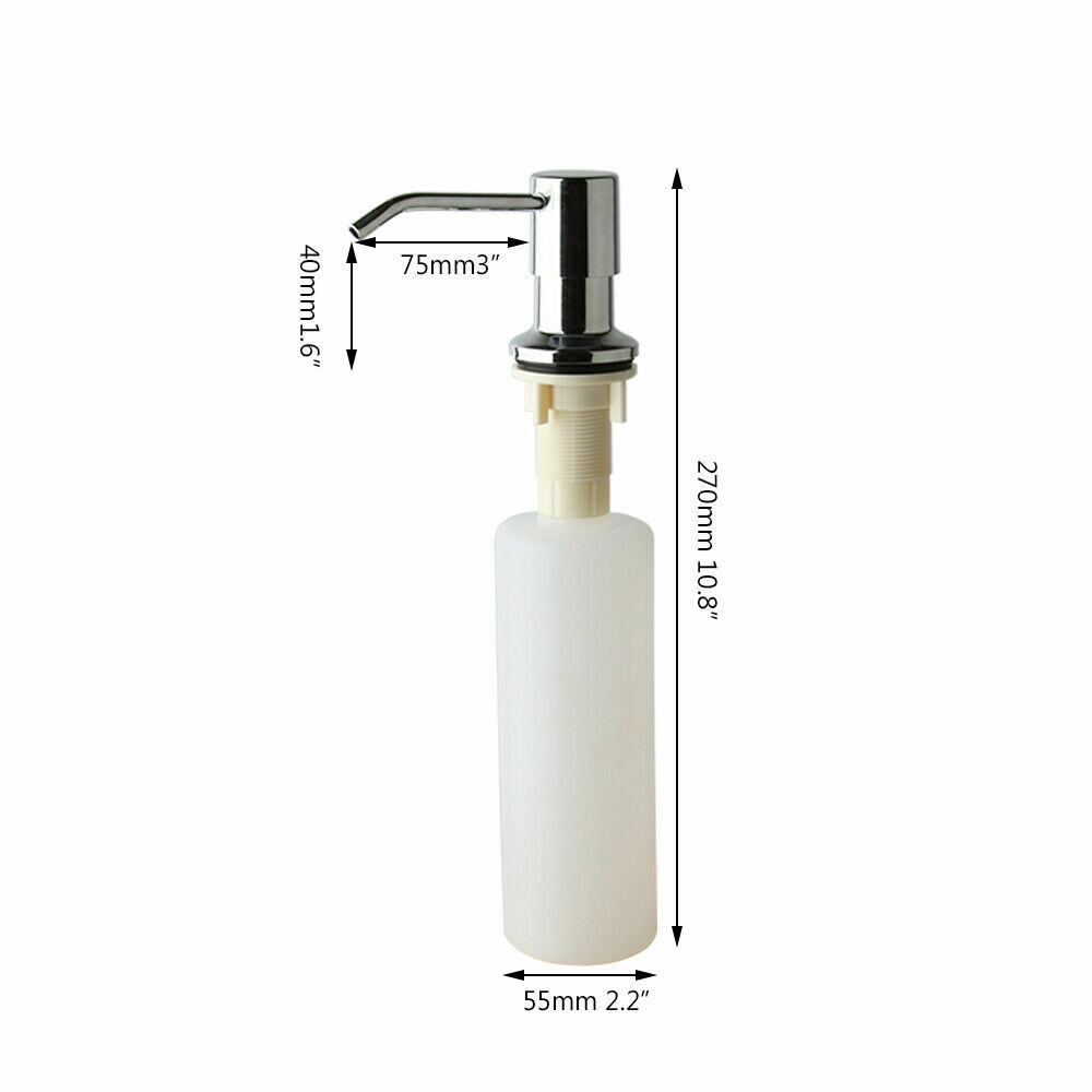 Kitchen Sink Chrome Stainless Steel Liquid Soap Dispenser Pump Plastic Bottle