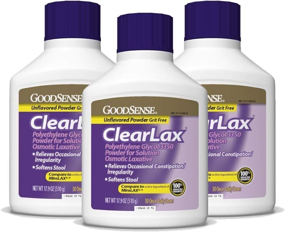 3-Pk / Polyethylene Glycol 3350 Laxative Powder Comp. To MiraLAX - 17.9oz Ea.