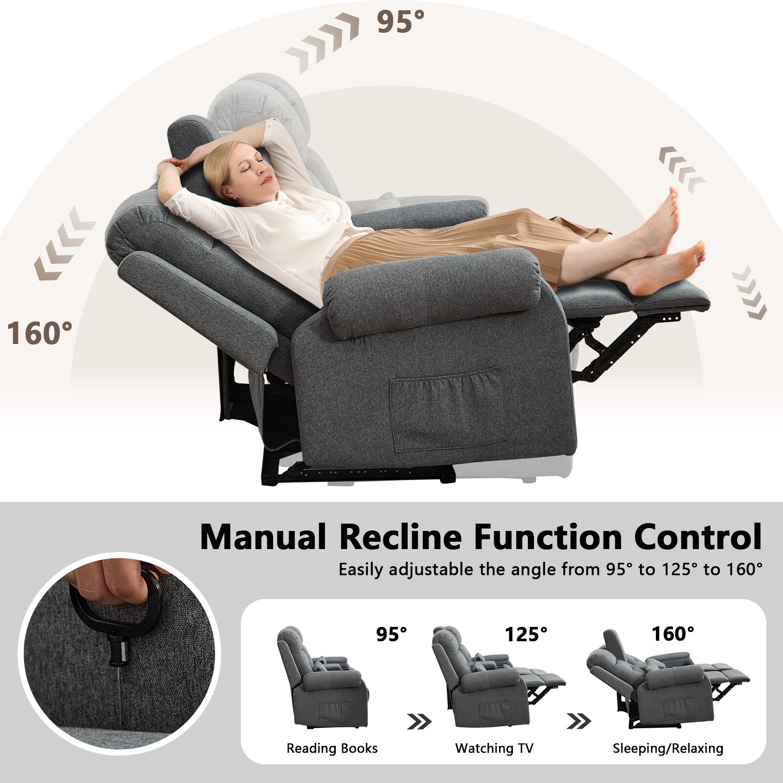 Manual Loveseat Recliner Home Theater Seating Reclining Sofa w/Storage Console