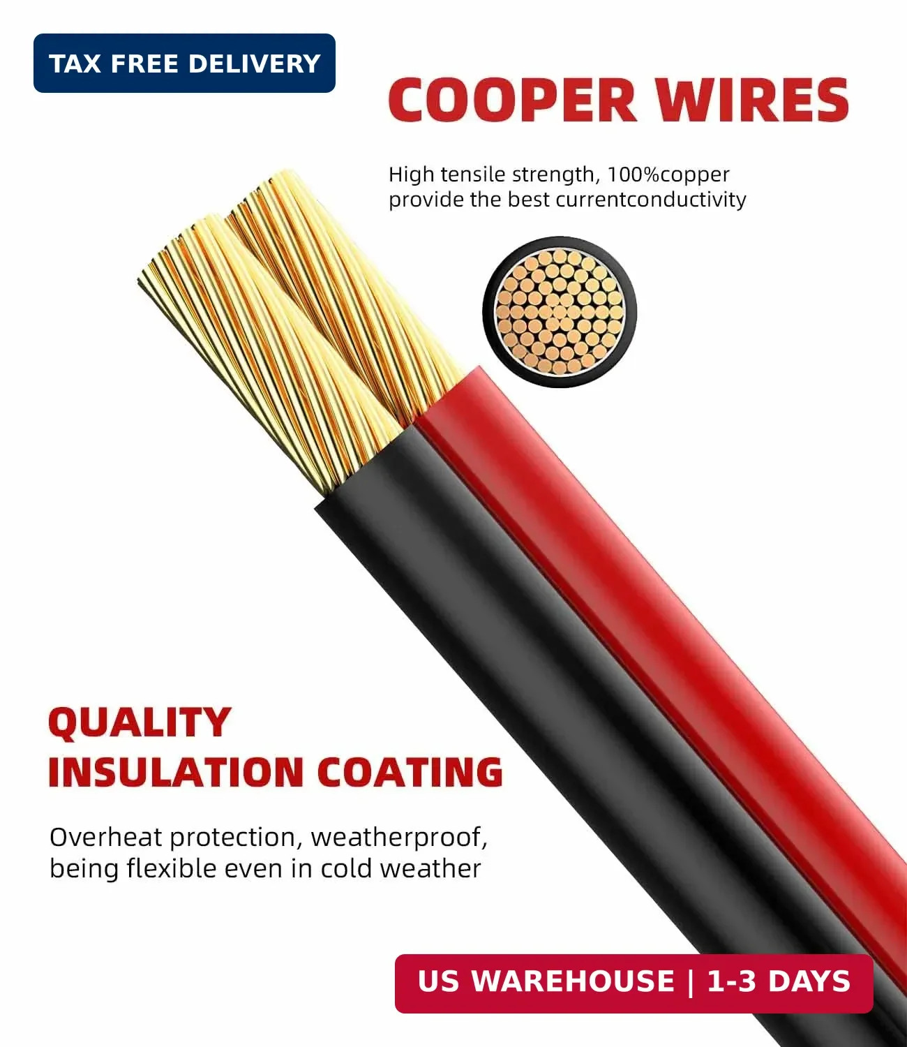 Solar Extension Cable - 10AWG, 30Cm with 2 SAE Polarity Reverse Adapters