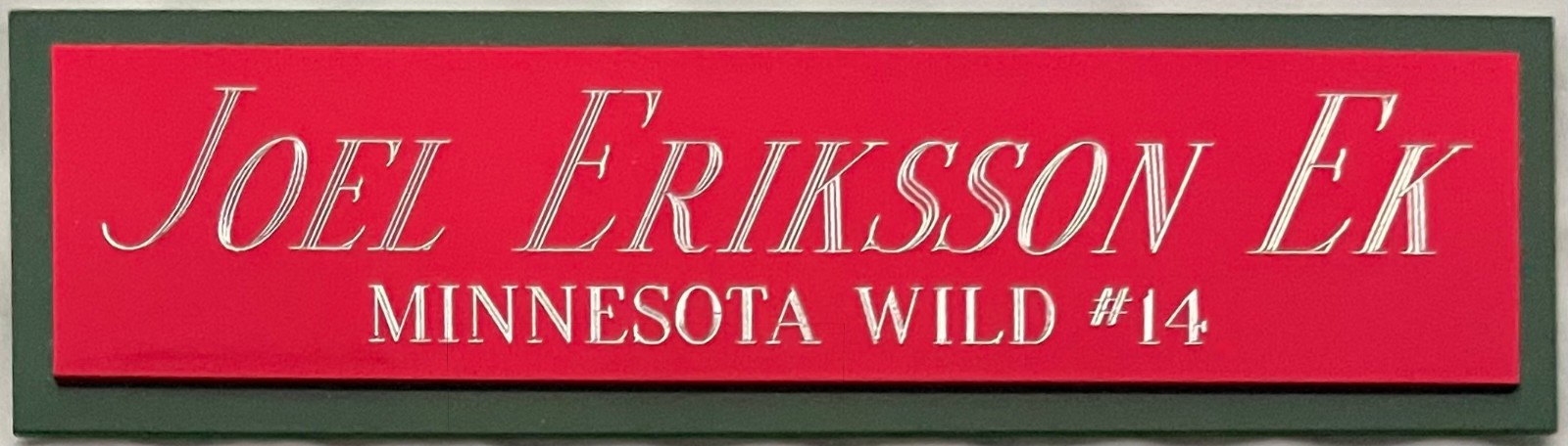 JOEL ERIKSSON EK WILD NAMEPLATE FOR AUTOGRAPHED Signed STICK-PUCK-JERSEY-PHOTO