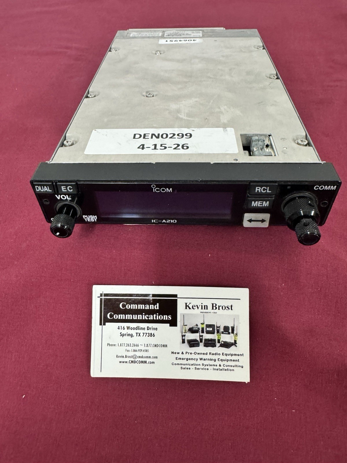 ICOM IC-A210 VHF AIR BAND RADIO TRANSCEIVER-TESTED-TUNED-MOUNTING TRAY 12/24v